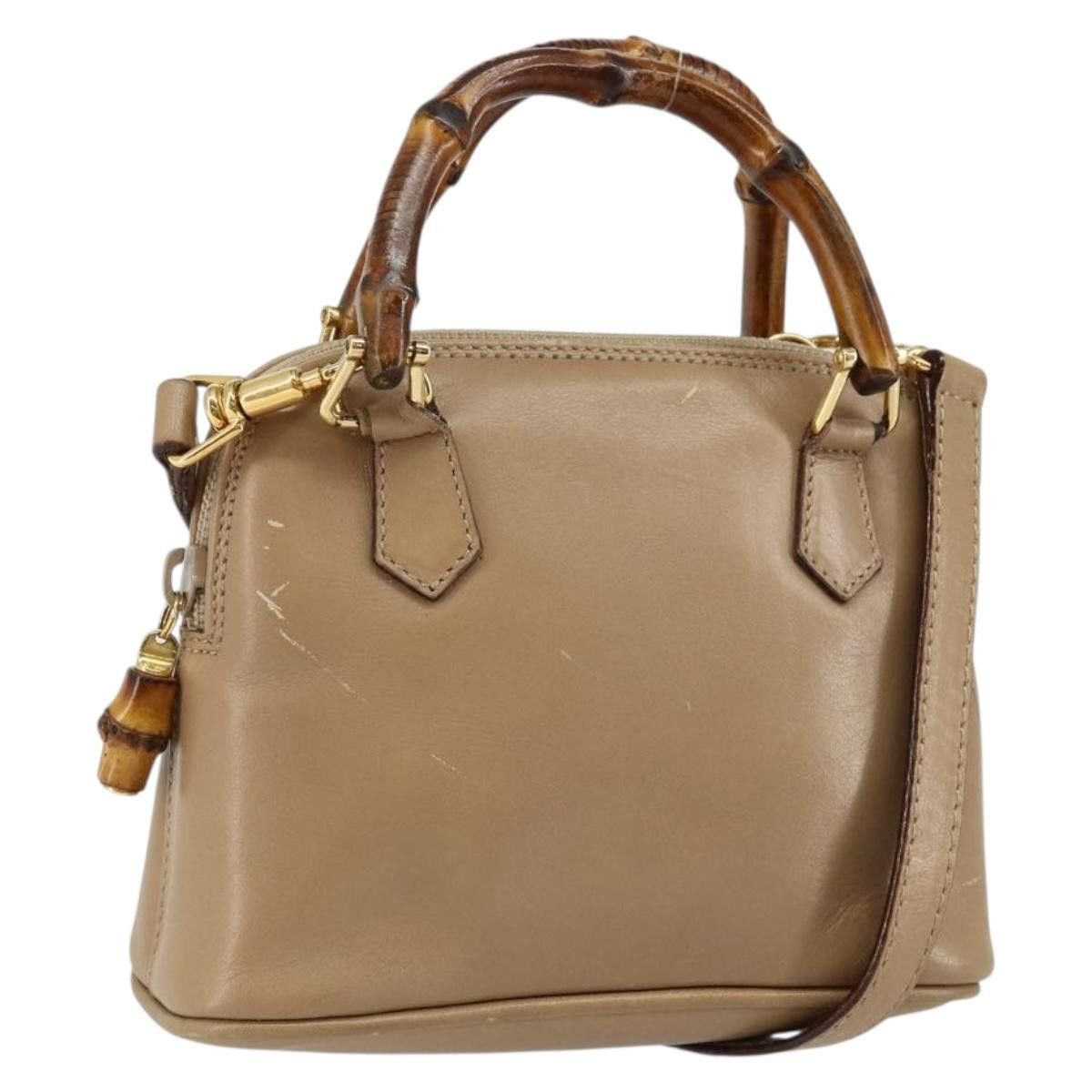 Gucci GUCCI Bamboo Handbag Leather Beige Gold 007 2865 007 2865 Size ONE SIZE - 1 Thumbnail