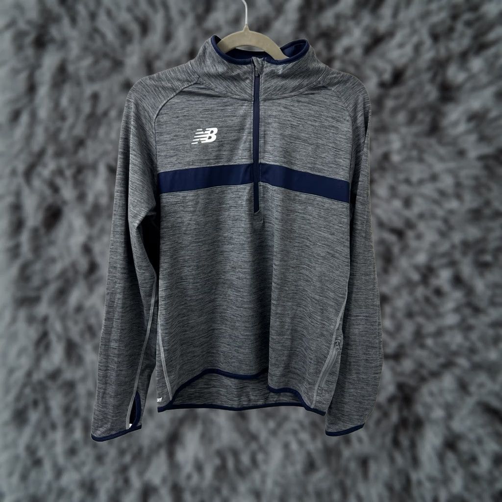 New Balance New Balance NB Dry 1/4 Zip Mens M Gray Navy Pullover L/S Pockets Logo Zipper Activewear Running Gym Training Size US M / EU 48-50 / 2 - 1 Thumbnail