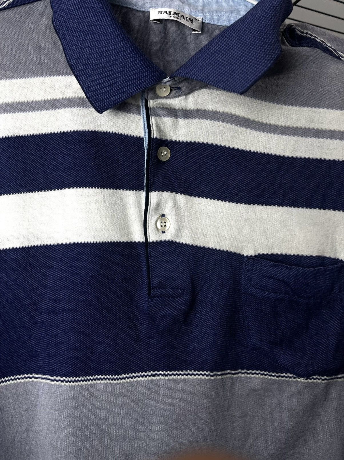 Balmain Vintage Balmain Paris Polo Shirt Luxury Stripped Old Money Size US XL / EU 56 / 4 - 2 Thumbnail