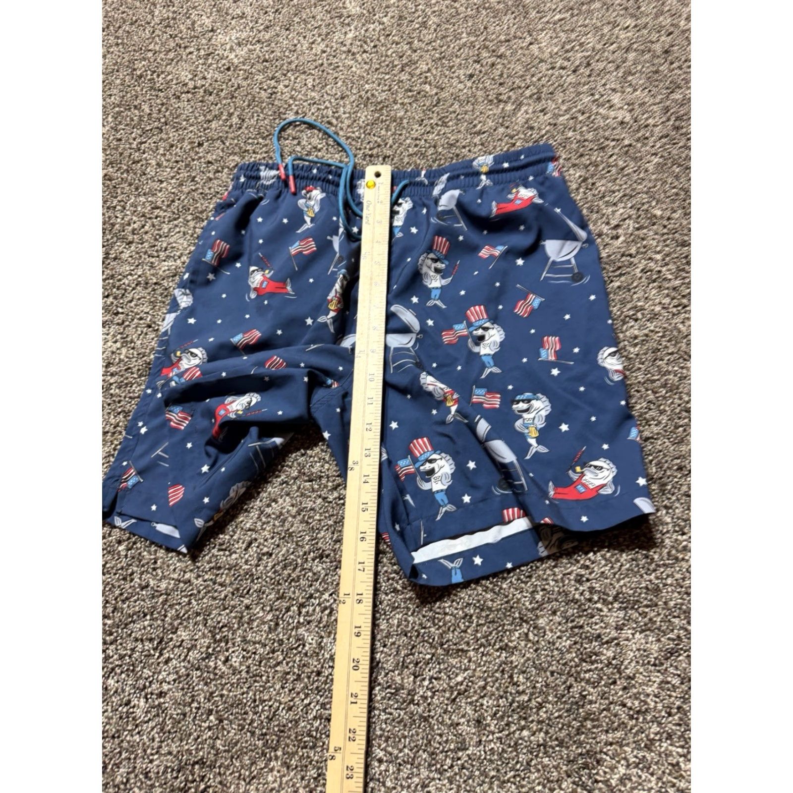 Vintage RSVLTS The Roosevelts Shorts Men Small American Flag Lightweight Party Blue 90s Athletic Inseam 7in Polyester Regular Navy Blue RSVLTS Mens Shorts Size US 29 - 6 Thumbnail