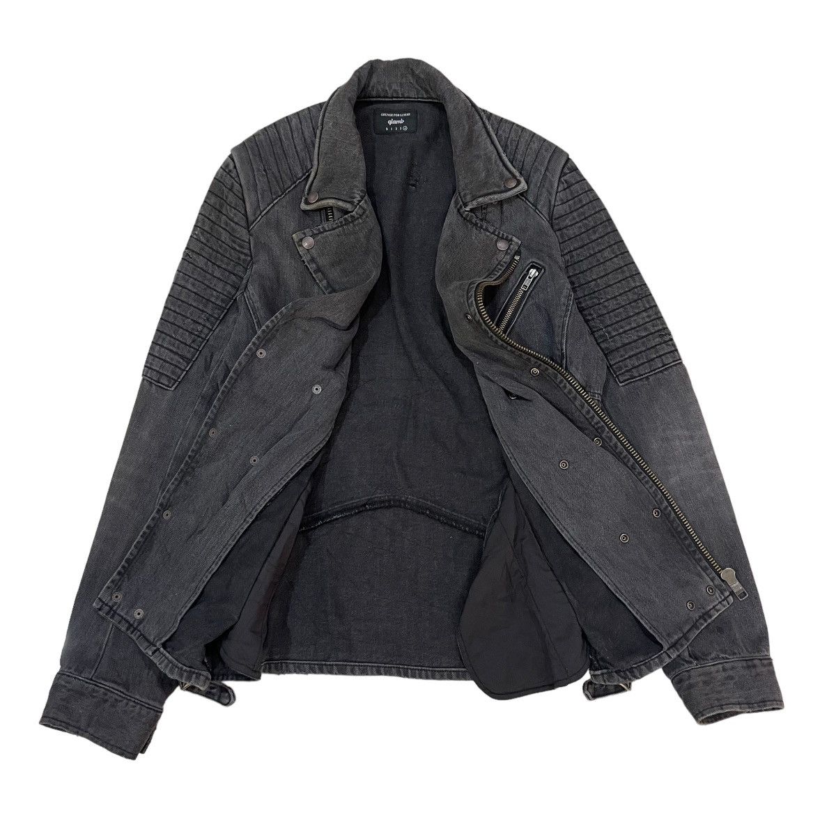 Japanese Brand 🔥Vintage Glamb Double Collar Biker Denim Jacket Size US M / EU 48-50 / 2 - 2 Thumbnail