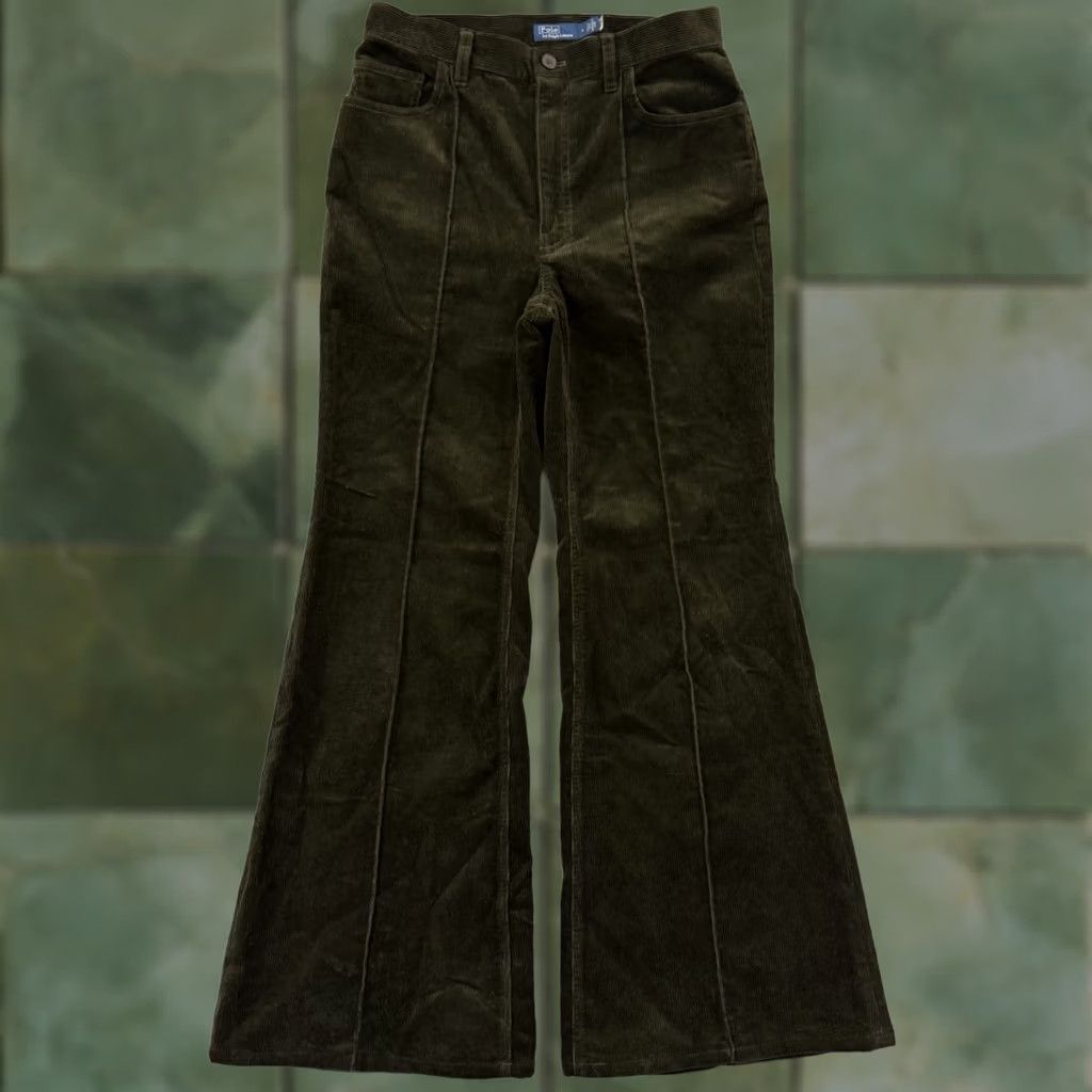 Polo Ralph Lauren VINTAGE Polo Ralph Lauren Pants Womens 4 Green Corduroy Flare Bell Bottoms Boho Shirt Shoes? Size 27" / US 4 / IT 40 - 1 Thumbnail