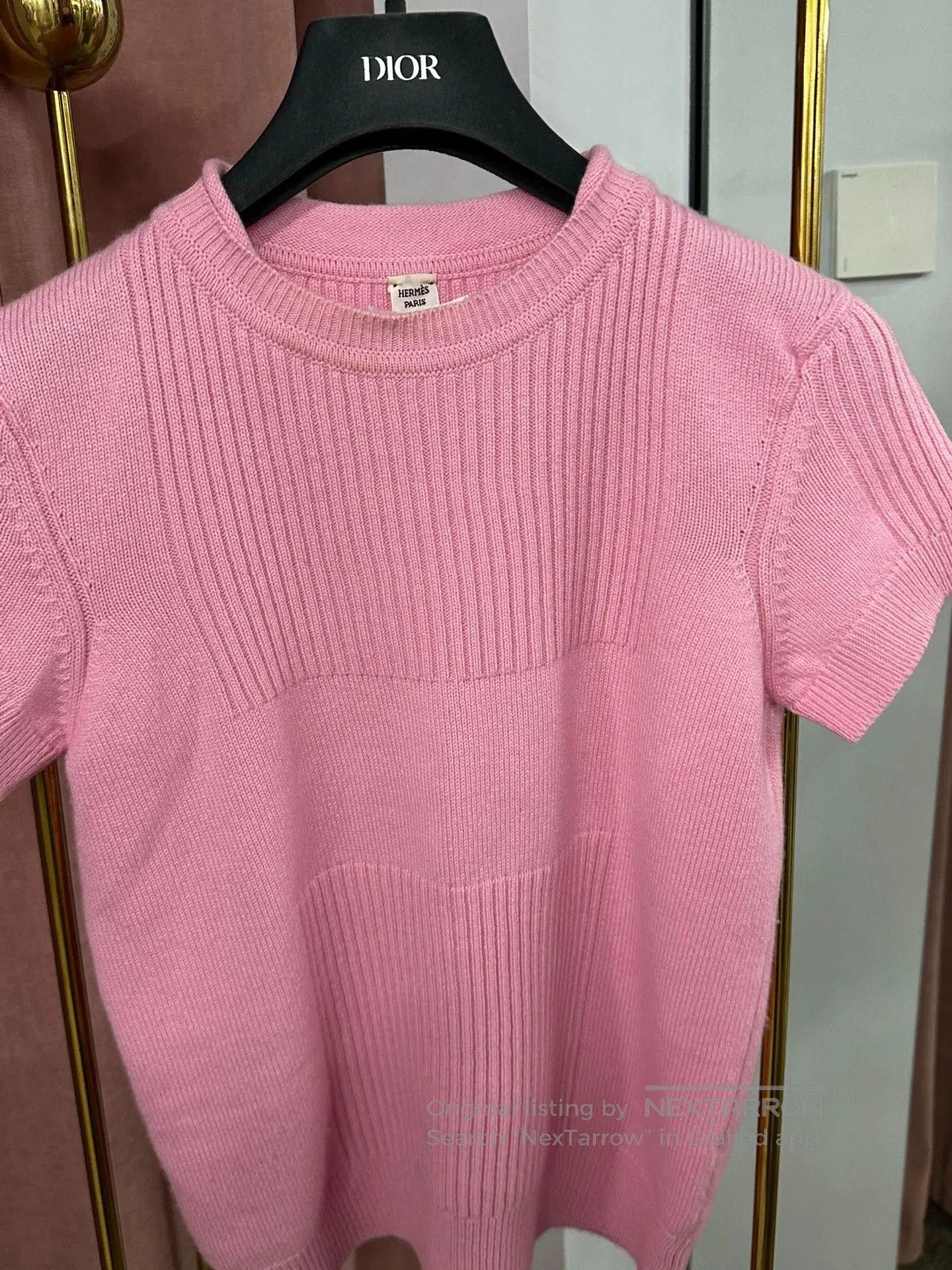 Hermes Hermes Pink Cashmere Knit Short Sleeve Top. Size US S / EU 44-46 / 1 - 2 Thumbnail