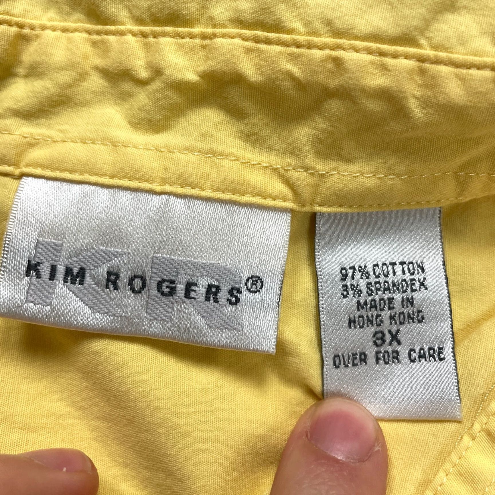 Vintage VINTAGE Kim Rogers Women's Button-Down Shirt 3XL Cotton Solid Yellow Casual Top 3/4 Sleeve Size XXL / US 16-18 / IT 52-54 - 7 Thumbnail