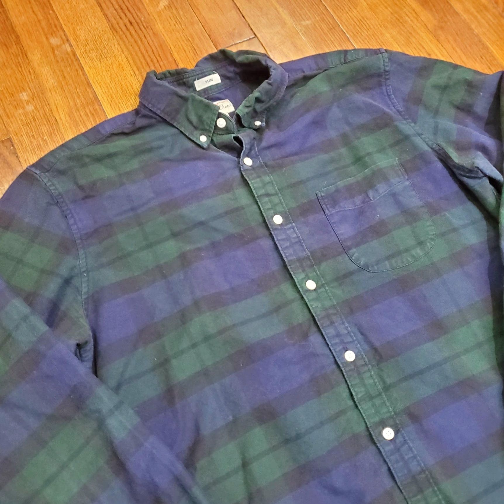 J.Crew J.Crew Shirt Mens Large Green Plaid Slim Fit American Pima Cotton Button-Down Shirt Size US L / EU 52-54 / 3 - 4 Thumbnail