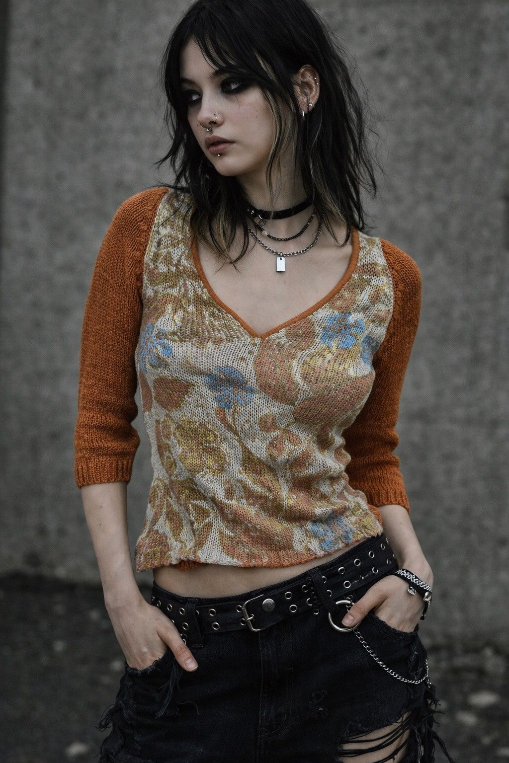 If Six Was Nine VTG Knit V Neck Sweater Long Y2K 00s USA Hype Trend Pop Grun Size S / US 4 / IT 40 - 1 Thumbnail