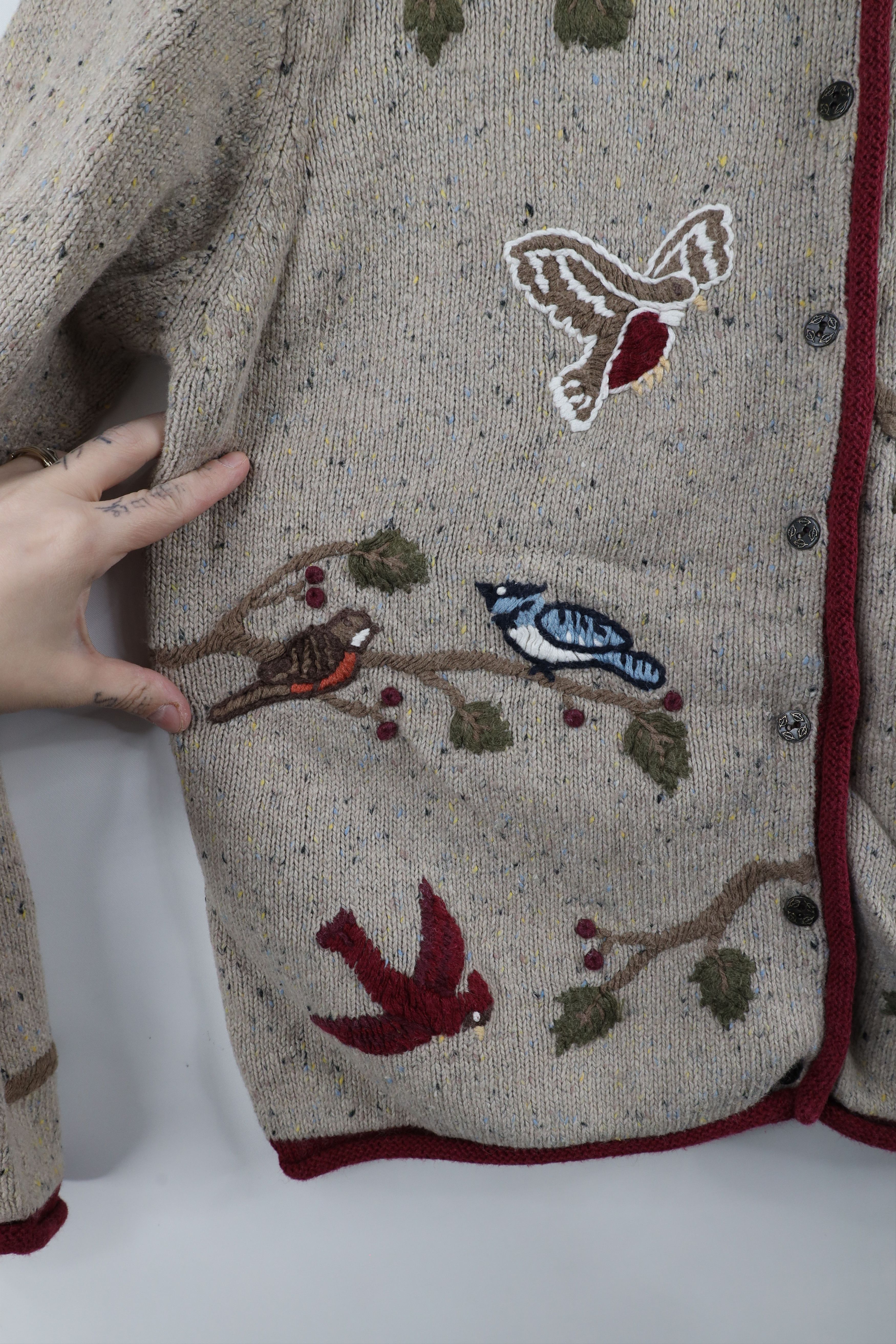 Vintage Vintage 90s Streetwear Embroidered Knit Cardigan Sweater Size L / US 10 / IT 46 - 5 Thumbnail