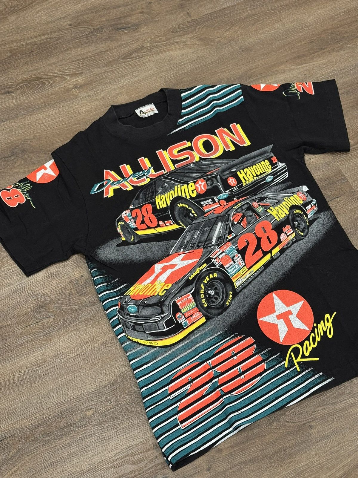 NASCAR Vintage 1990 Davey Allison #28 Havoline Racing T-Shirt MINT Size US L / EU 52-54 / 3 - 7 Thumbnail