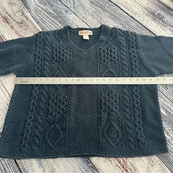 Other Vintage 90’s Maurices Teal V-Neck Cable Knit Sweater Size M / US 6-8 / IT 42-44 - 6 Thumbnail