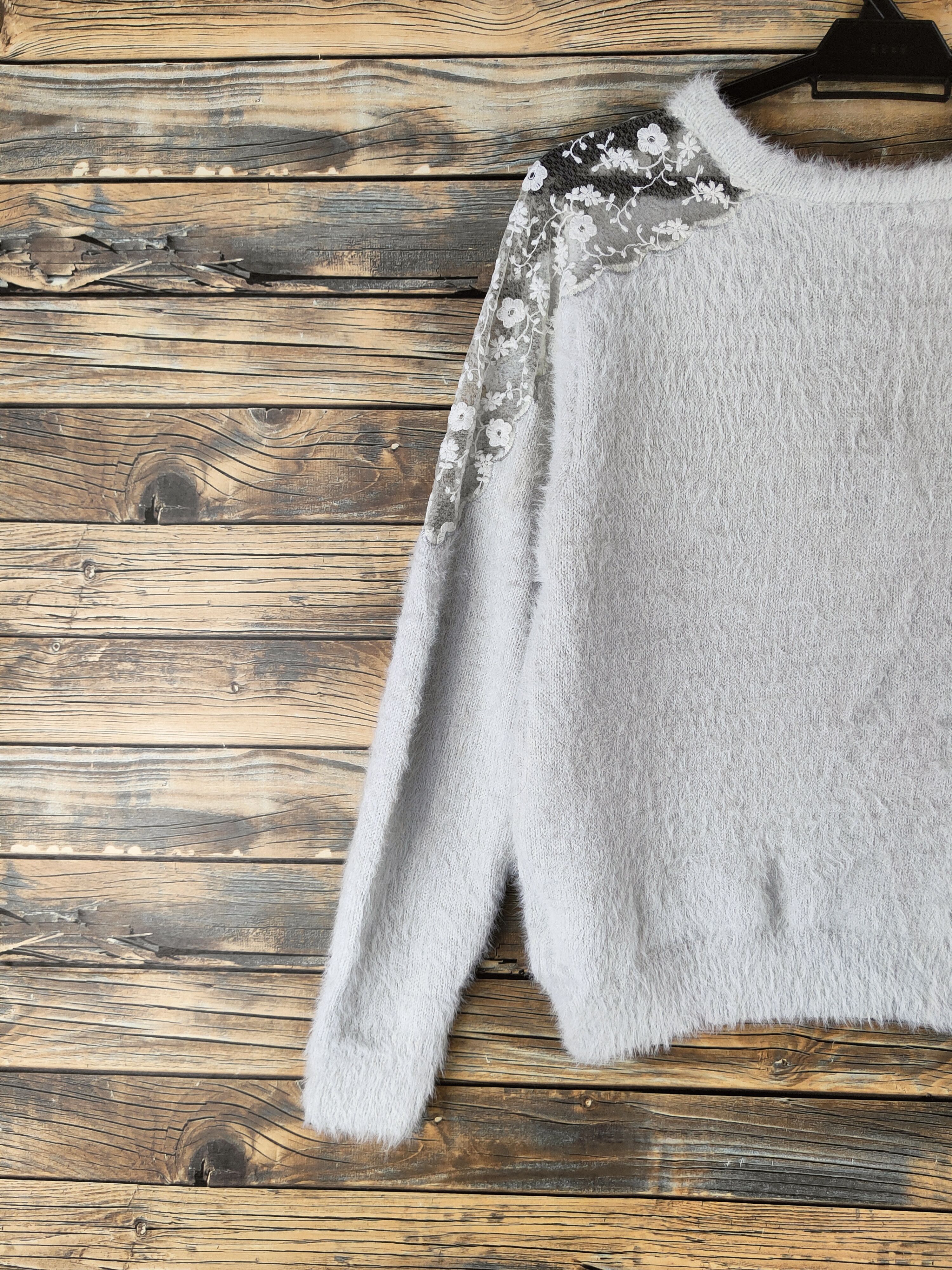 Vintage DL Ingni Gray Fur Mohair Knitwear #46-484 Size M / US 6-8 / IT 42-44 - 8 Thumbnail