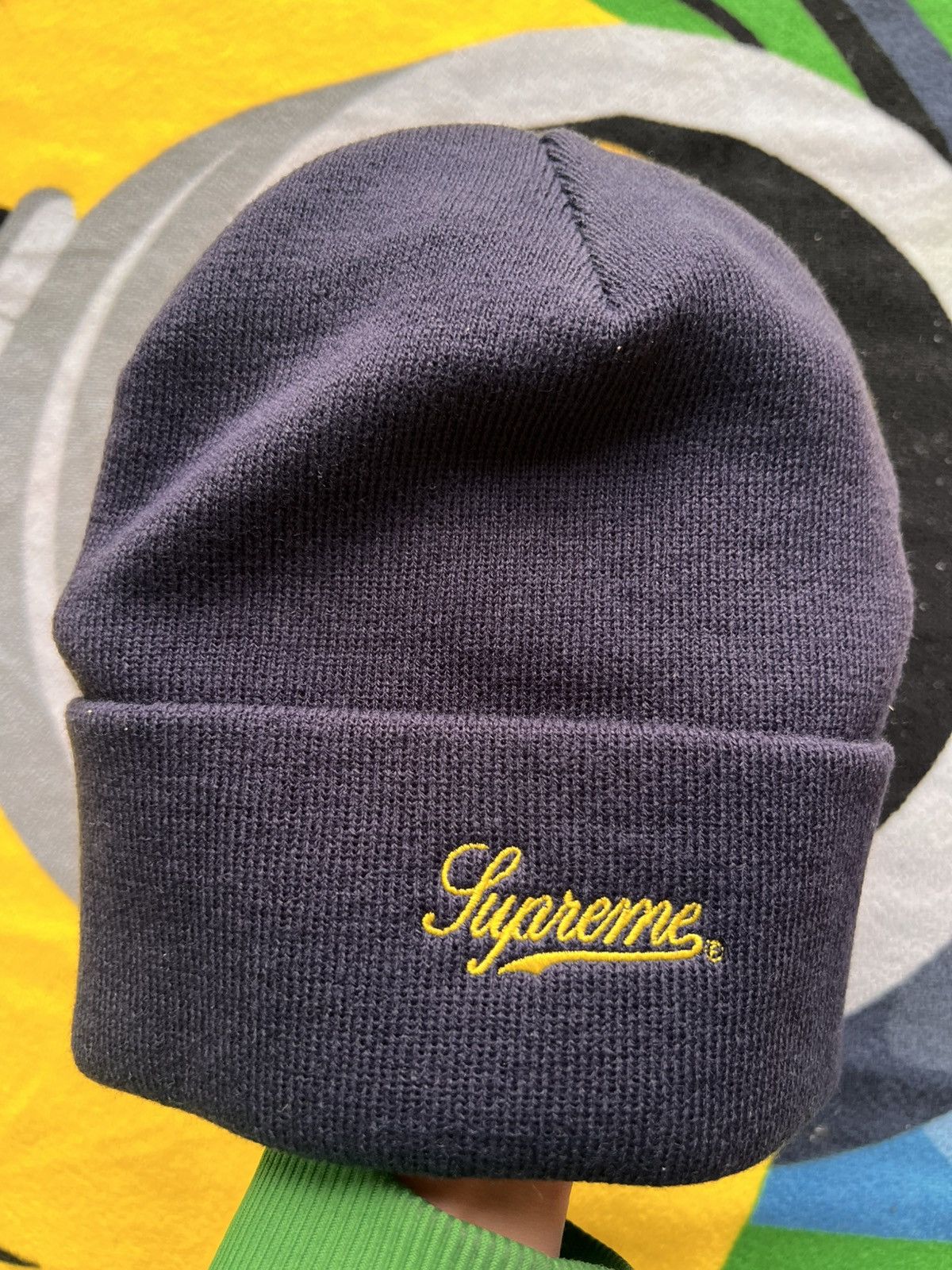 Supreme Supreme x Wu-Tang Clan Beanie Navy yellow hat cap headwear Size ONE SIZE - 10 Thumbnail