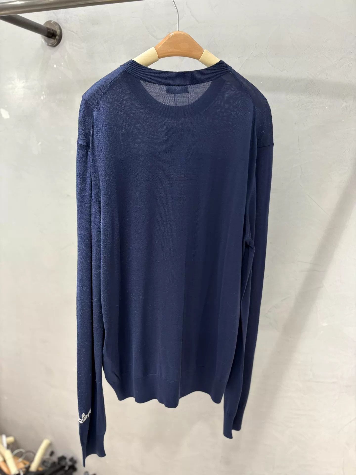 Dior Dior Navy Blue Wool-Silk Poker Monogram Knit Sweater XL Size US XL / EU 56 / 4 - 4 Thumbnail