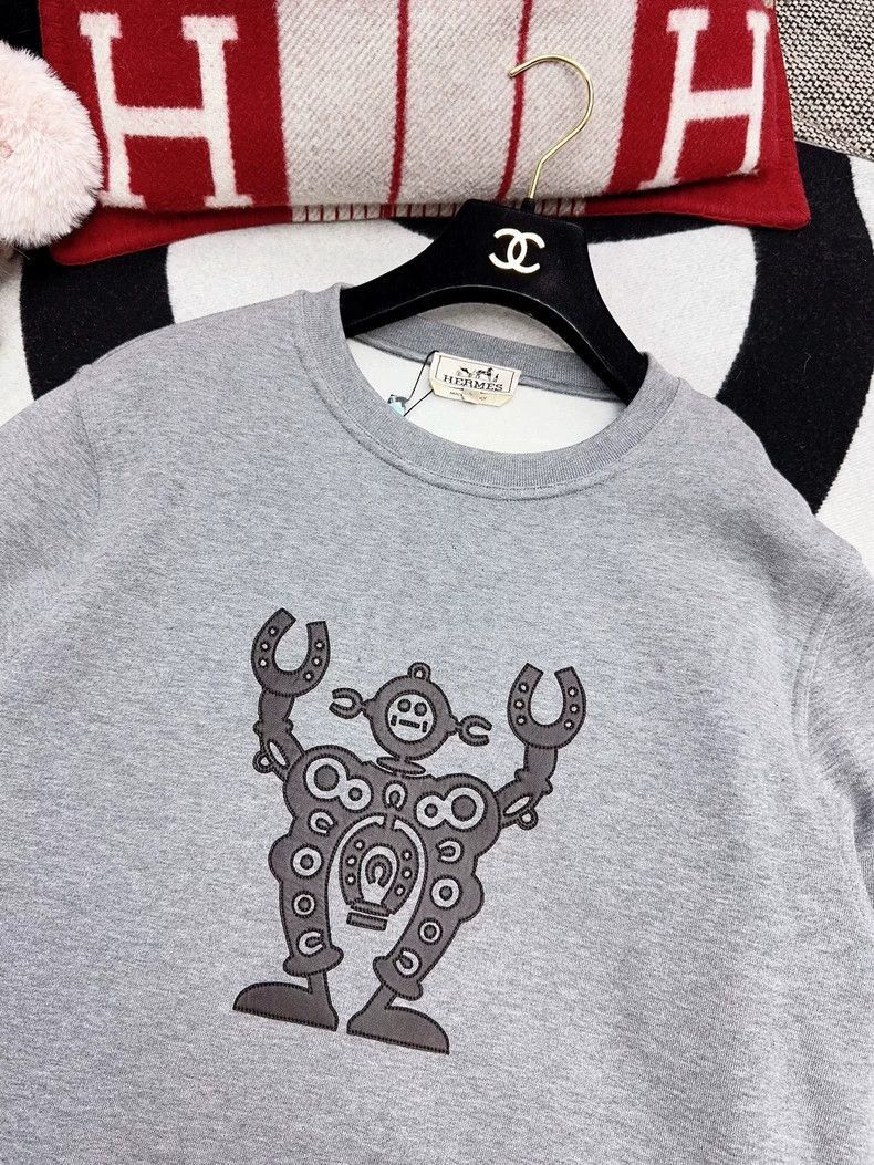 Hermes Hermes Gray Long Sleeve Robot Sweatshirt-2506 Size L / US 10 / IT 46 - 2 Thumbnail