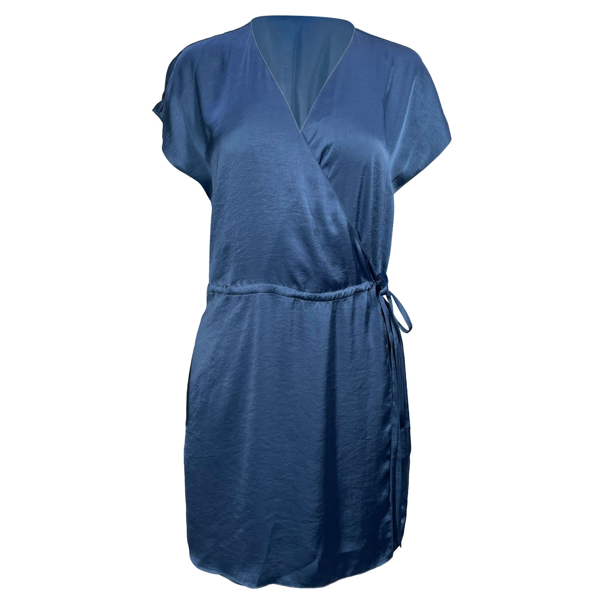 Theory Theory Wrap-Tie V-Neck Romper in Blue Satin Size 25" / US 0 / IT 36 - 1 Thumbnail