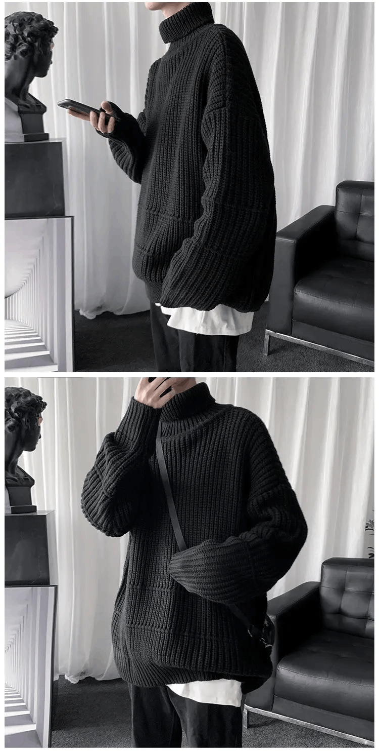 Japanese Brand × Vintage Turtle Neck - Style Streetwear Knitted Sweatshirt Size US XL / EU 56 / 4 - 3 Thumbnail