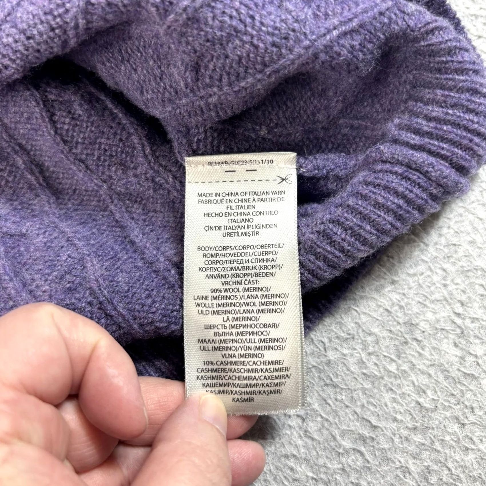 Polo Ralph Lauren Polo Ralph Lauren Sweater Woman Large Purple Wool Cashmere V-Neck Cable Knit Logo Pullover Winter Casual Size L / US 10 / IT 46 - 5 Thumbnail