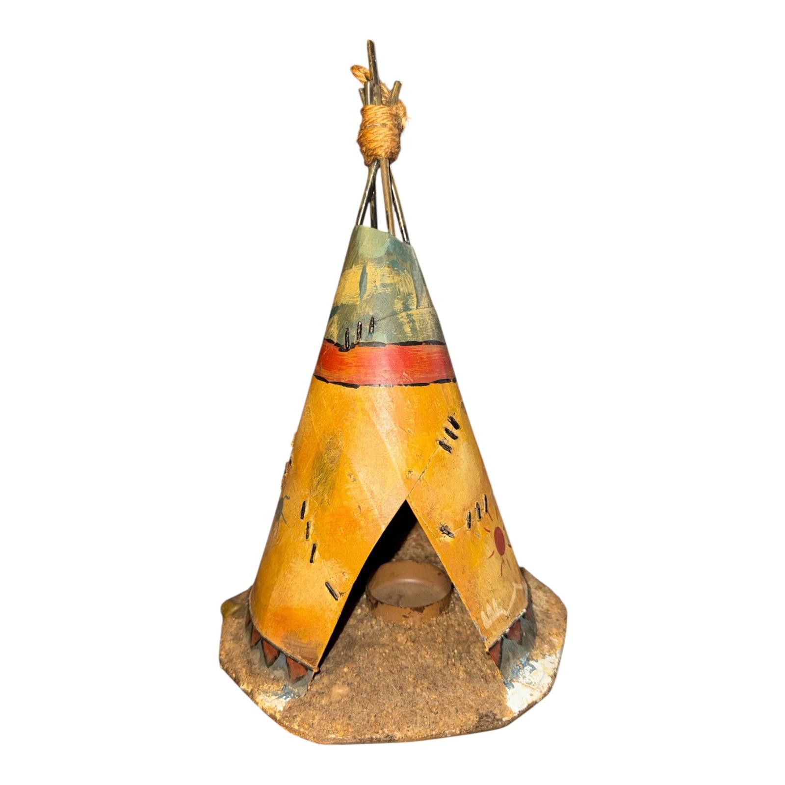 The Unbranded Brand Hand-Painted Native American Teepee Figurine with Sand Base Size ONE SIZE - 1 Thumbnail