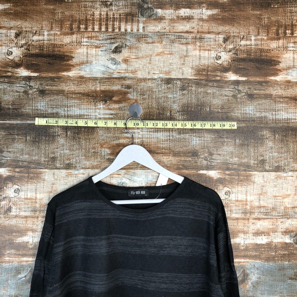 Japanese Brand Rush Hour Stripe Black knitwear long sleeve #A1595 Size US L / EU 52-54 / 3 - 4 Thumbnail