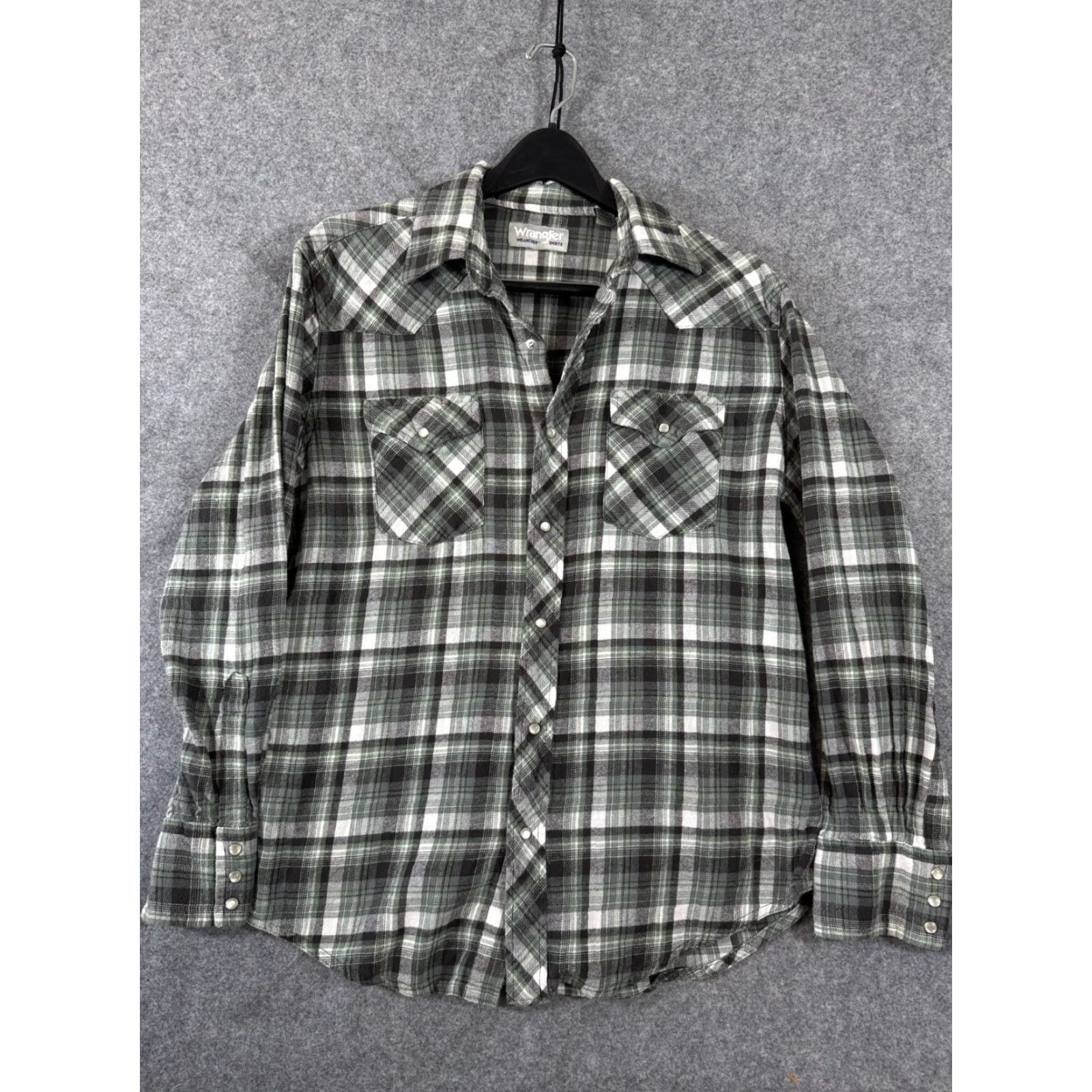 Wrangler VINTAGE Wrangler Wrancher Shirt Mens L Green Flannel Plaid Pearl Snap Pockets Western Size US L / EU 52-54 / 3 - 3 Thumbnail
