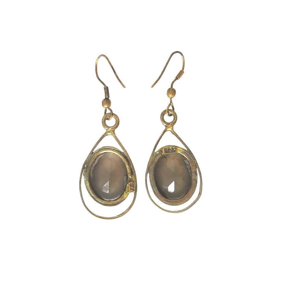 The Unbranded Brand Art Deco Oval Smoky Quartz Dangle Earrings Sterling Silver Size ONE SIZE - 2 Thumbnail