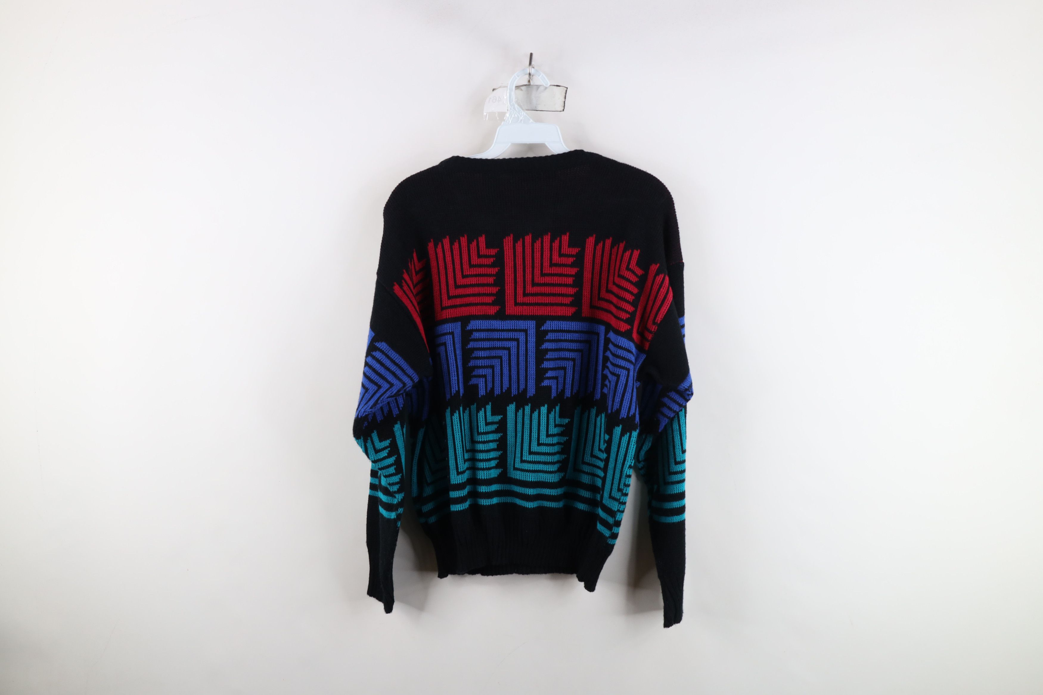 Vintage Vintage 80s 90s Streetwear Geometric Knit Crewneck Sweater Size L / US 10 / IT 46 - 9 Thumbnail
