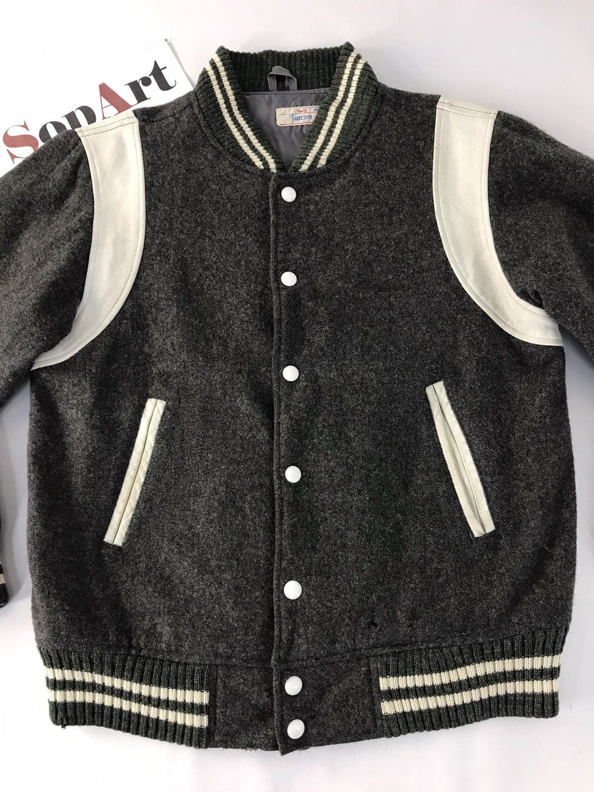 Japanese Brand Vtg Jantzen Varsity Jacket Wool Distressed Snap Button Up Size US M / EU 48-50 / 2 - 3 Thumbnail