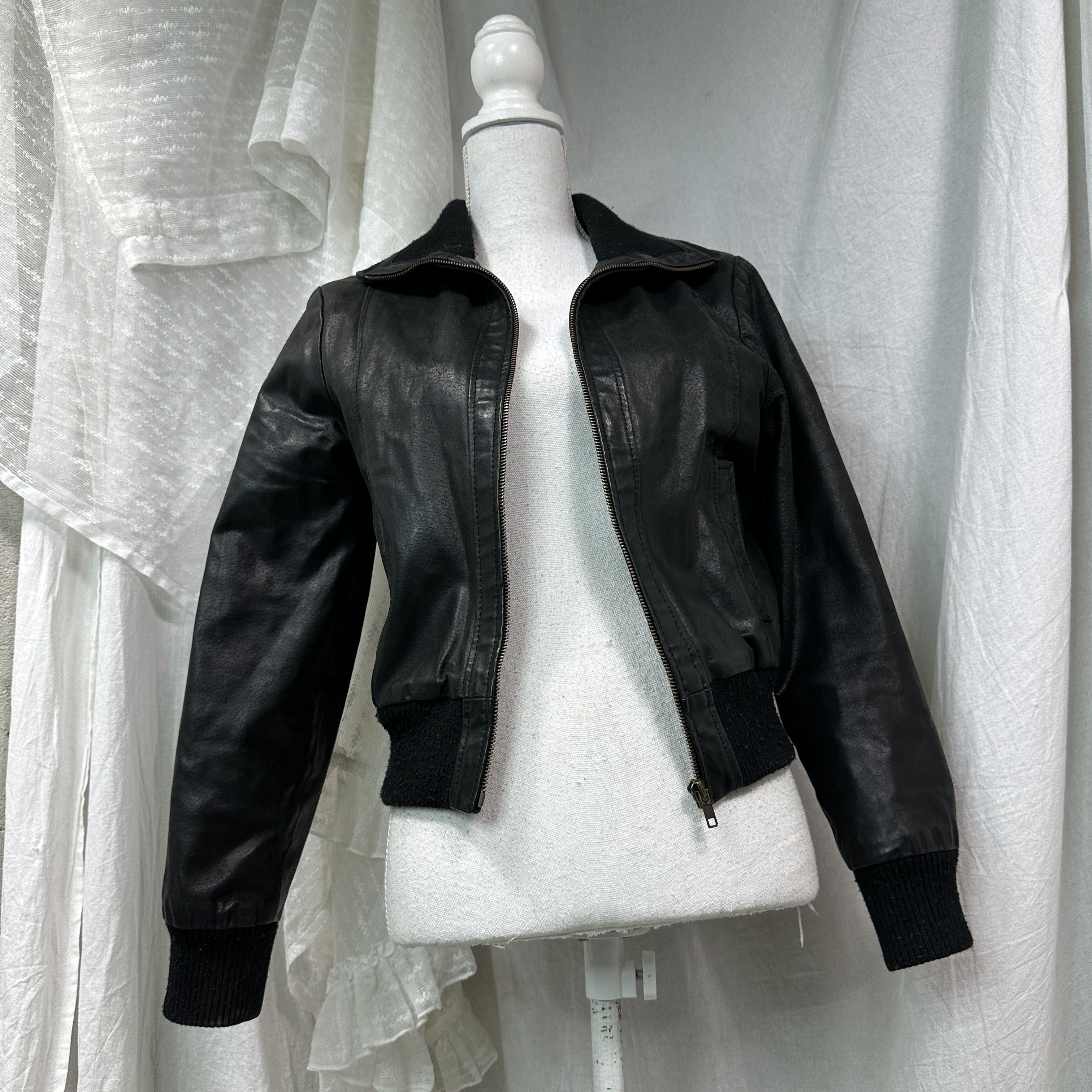 Vintage Vintage Avant Garde Grunge Biker Fitted Leather Jacket 00s Size US M / EU 48-50 / 2 - 5 Thumbnail