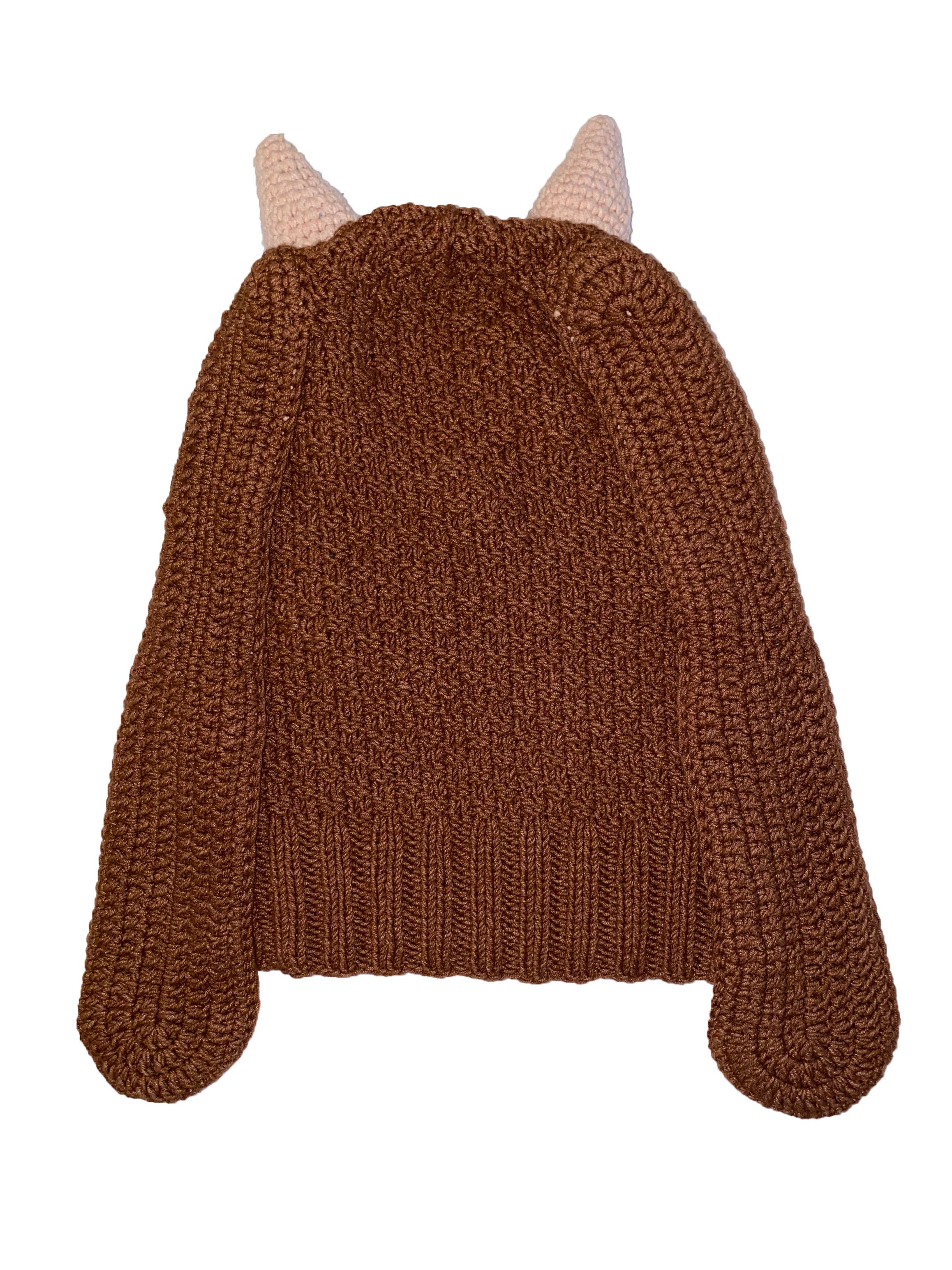 Homespun Knitwear Balaclava mask with skull and ears, hand knitted Size ONE SIZE - 4 Thumbnail