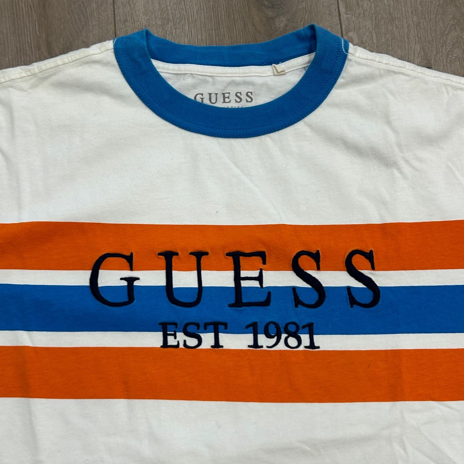 Guess Guess Retro Ringer 90s Orange Blue White Stripe Tee T Small Size US S / EU 44-46 / 1 - 3 Thumbnail