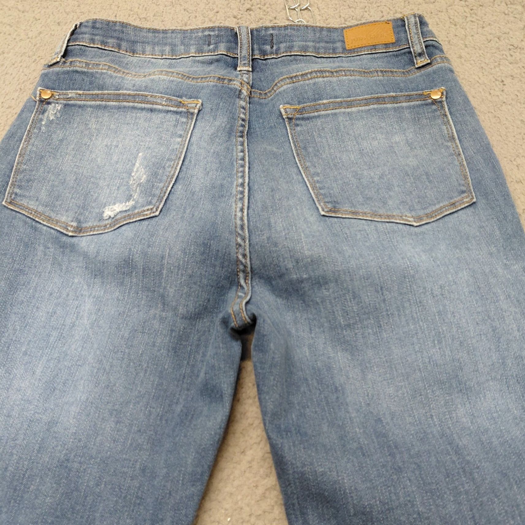 Vintage Judy Blue Jeans Women's 7/28 Blue Skinny Fit Distressed Buffalo Plaid Patch Jeans Shirt? Size 28" / US 6 / IT 42 - 3 Thumbnail
