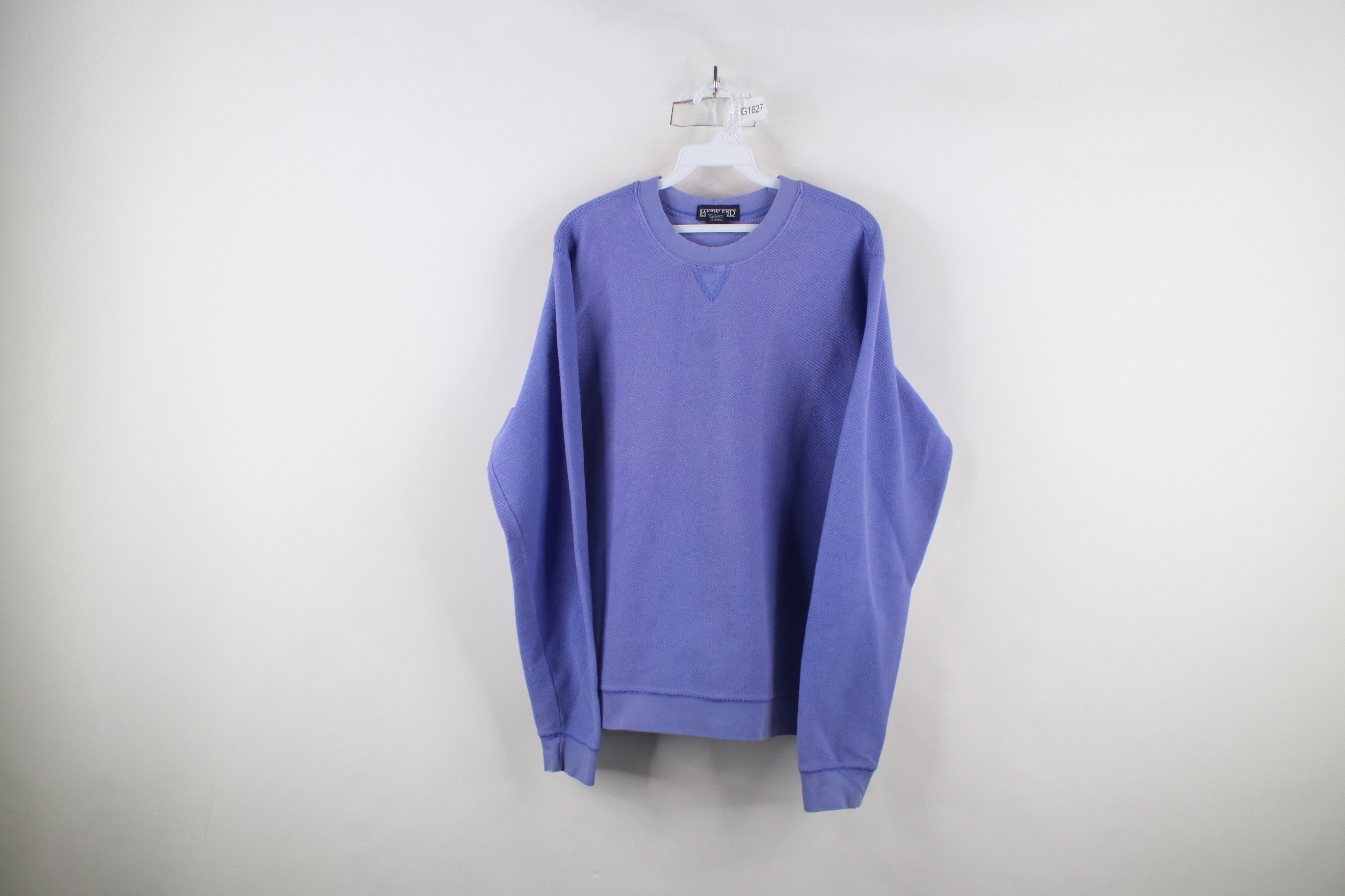 Lands' End × Vintage Vintage 90s Lands End Blank Tight Weave Knit Sweater Blue Size US M / EU 48-50 / 2 - 1 Thumbnail