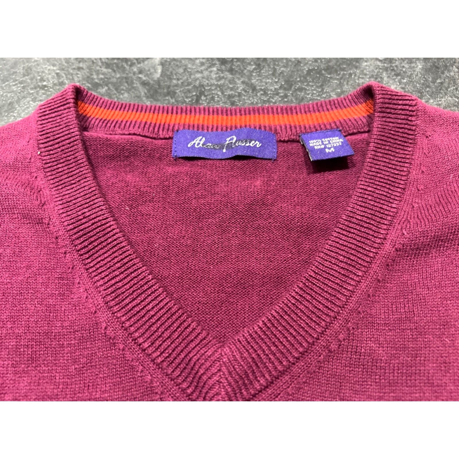 Vintage Alan Flusser Mens Vest Pullover Sweater Size M Dark Red Maroon Size US M / EU 48-50 / 2 - 3 Thumbnail