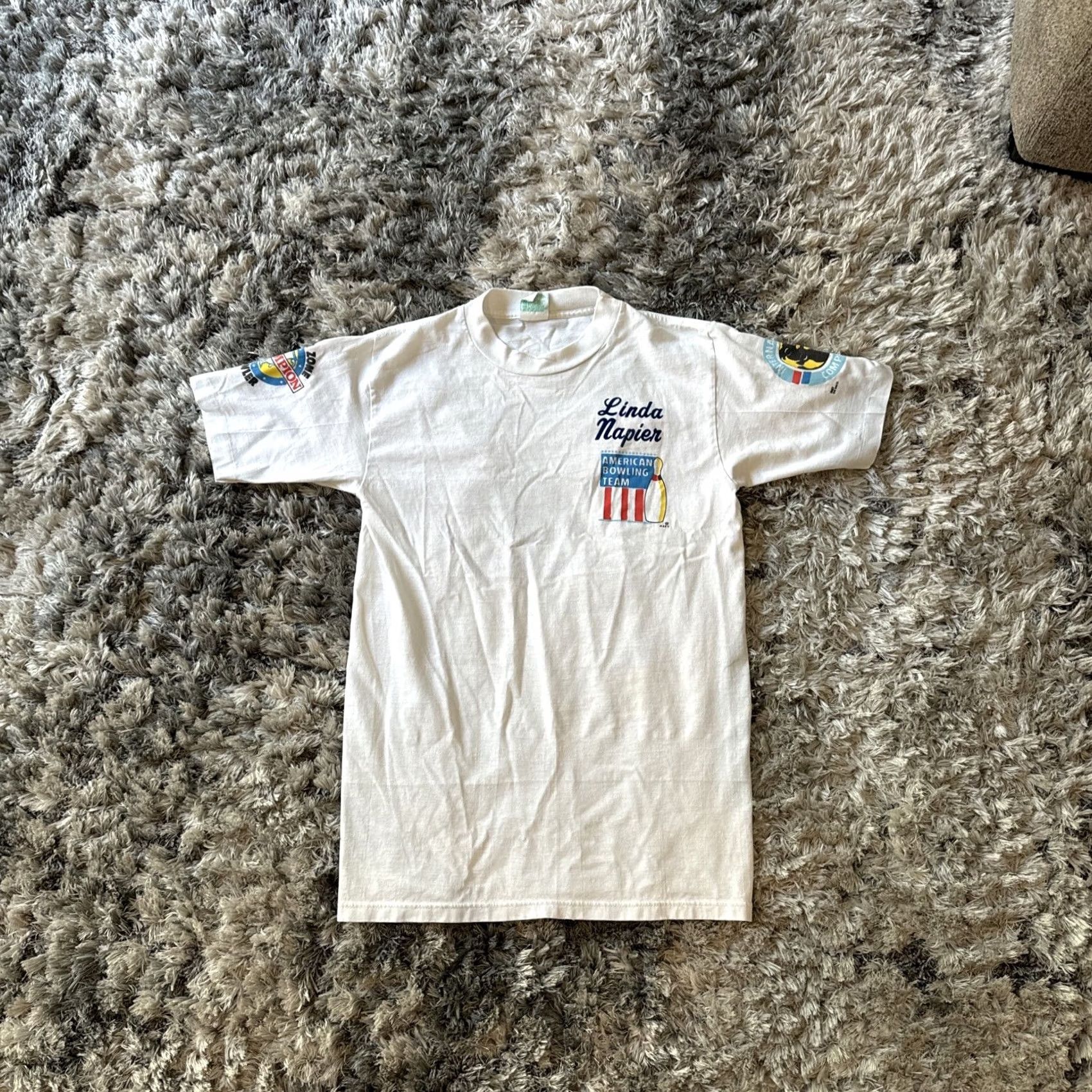 Champion VINTAGE Strike Zone Champion Bowling T-Shirt Mens M 80s White Size US M / EU 48-50 / 2 - 7 Thumbnail