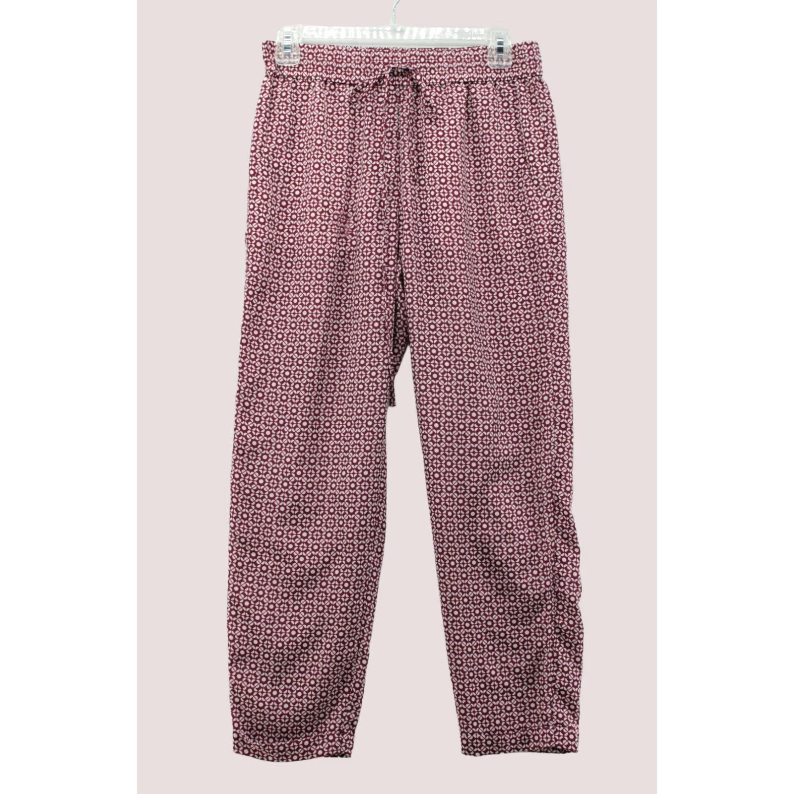 J.Crew J.CREW Lounge Pants Womens 4 Red Geometric Cropped Cuffed Elastic Waist relaxed Pants Women Red Geometric Cropped Lounge Pants 4 Womens Size 27" / US 4 / IT 40 - 1 Thumbnail