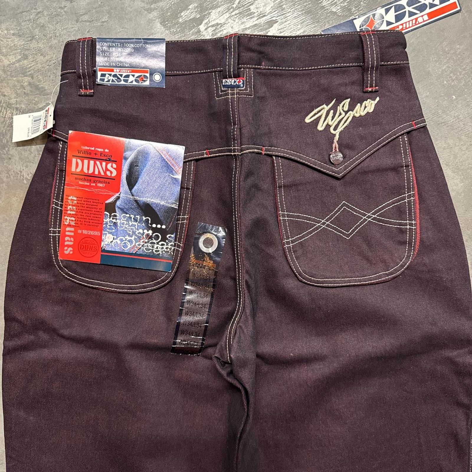 Vintage Vintage Y2K Willie Esco Wine Red Baggy HipHop Baggy Jeans Size US 34 / EU 50 - 2 Thumbnail