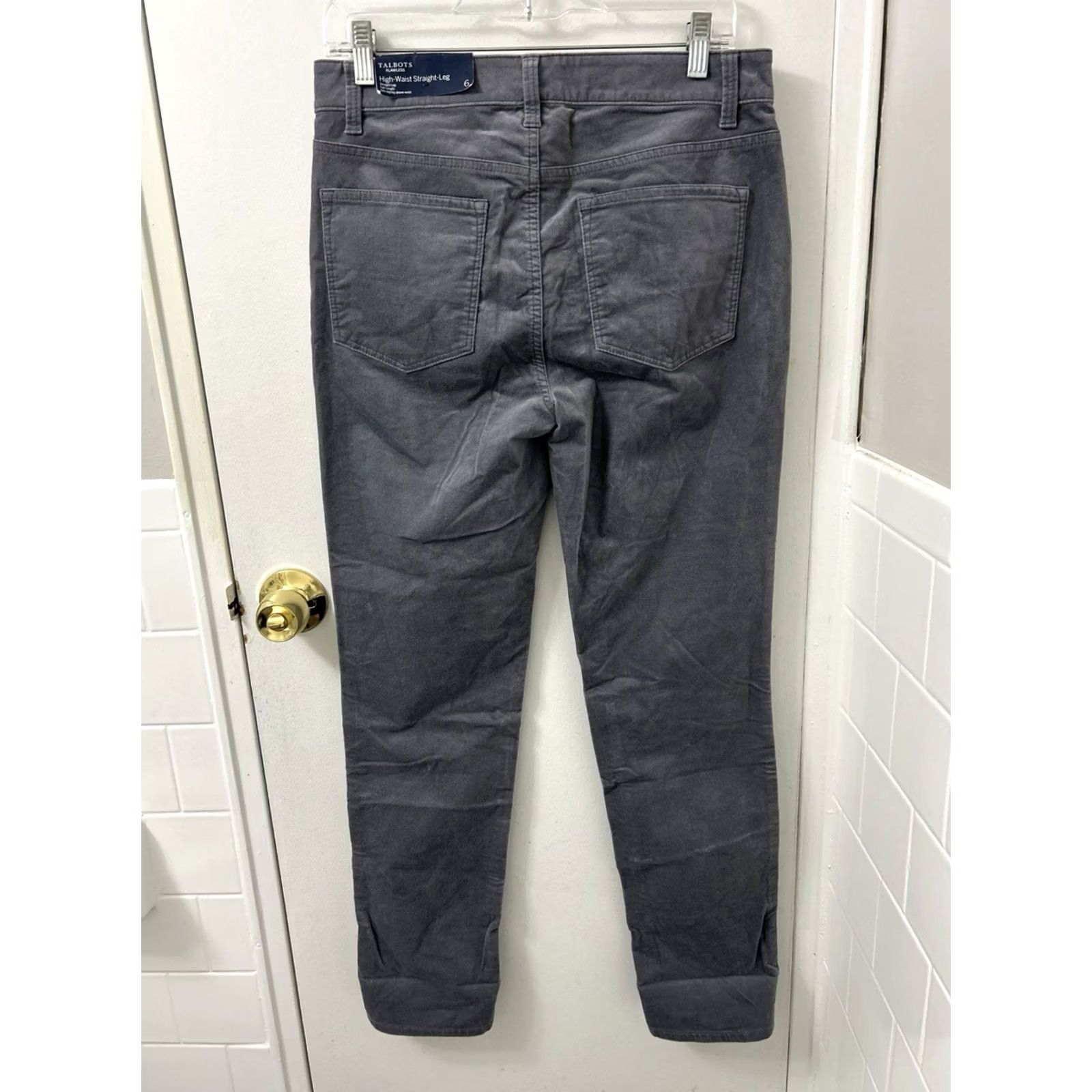 Talbots Talbots Pants Womens 6 Gray High Waist Slim Straight Leg 32x30 Cotton Blend Zipper Button Pockets Chino Fall Winter Size 28" / US 6 / IT 42 - 6 Thumbnail