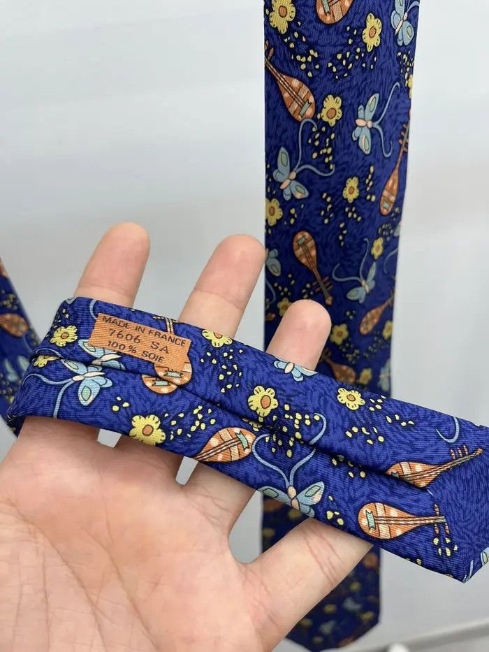 Hermes Hermes Rococo Rebec Butterfly Flower Old Music Silk Tie Size ONE SIZE - 3 Thumbnail