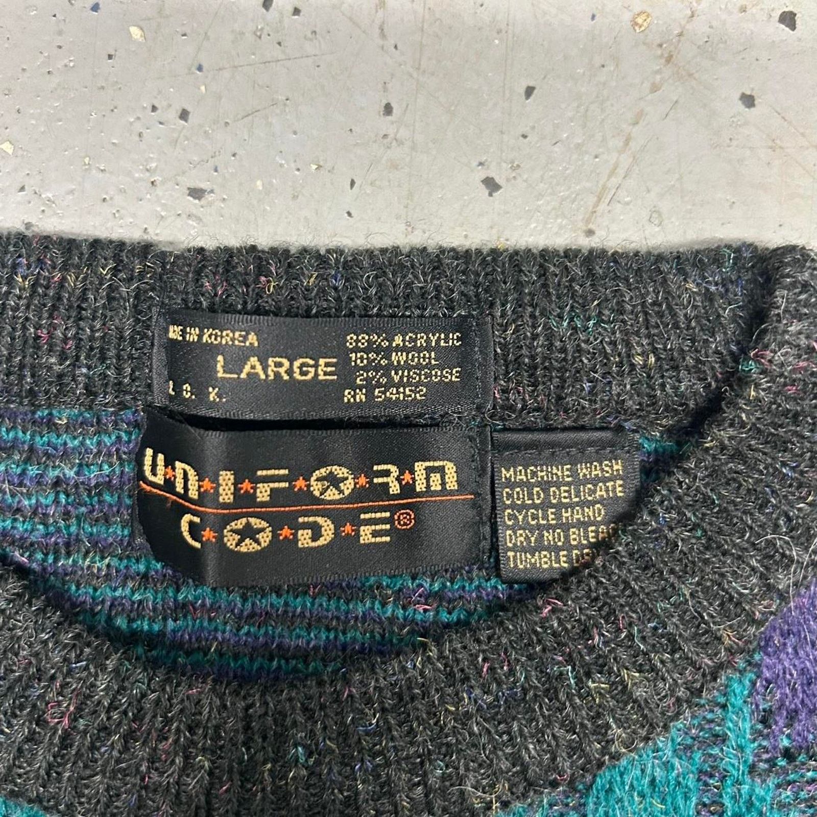 Other Retro 80s/90s argyle sweater in black and purple Size L / US 10 / IT 46 - 3 Thumbnail