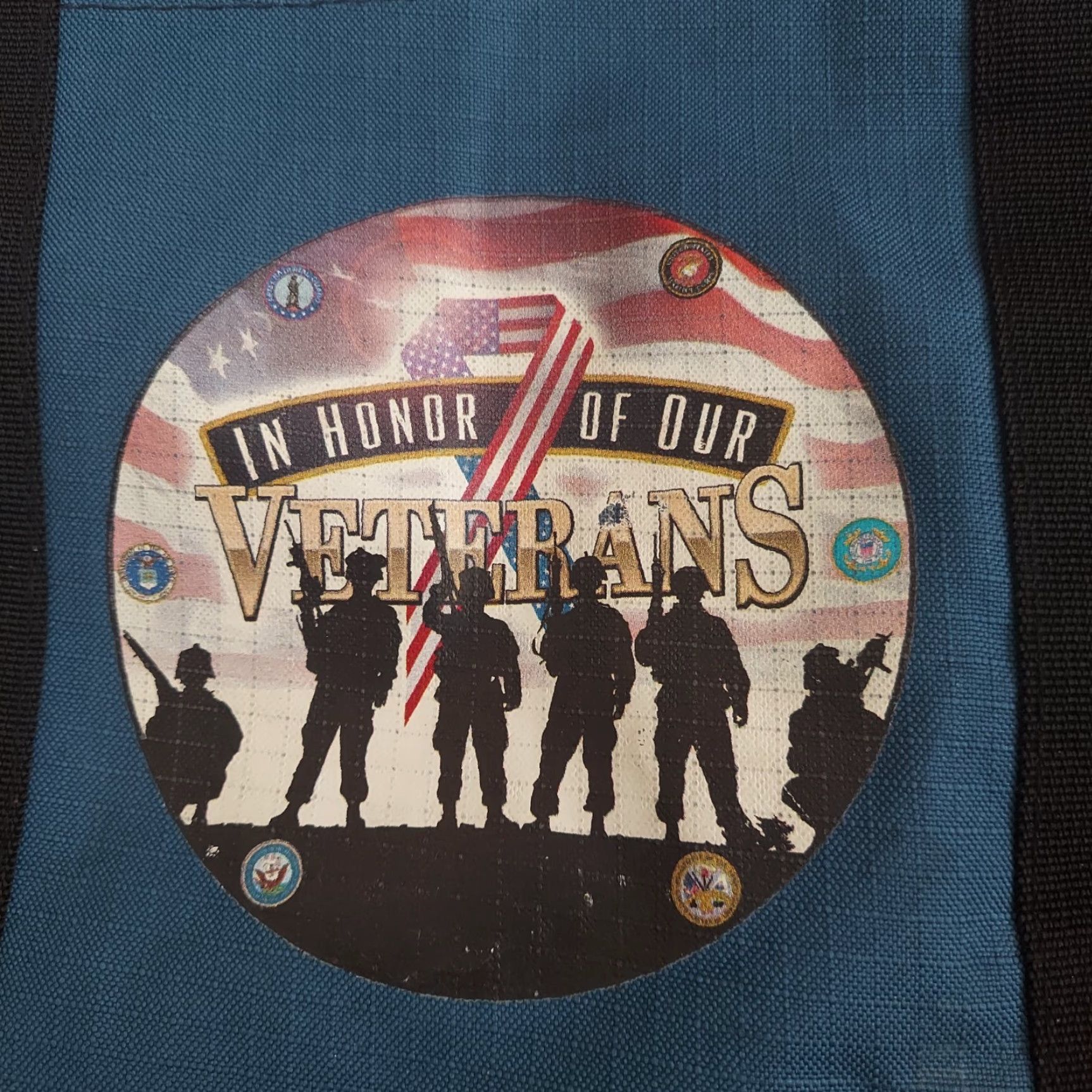 Vintage In honor Of Our Veterans Black/Blue Tote Bag Size ONE SIZE - 6 Thumbnail