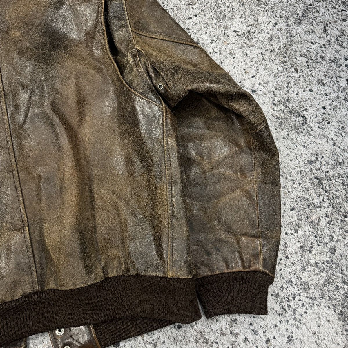 Vintage Thrashed Faded Destroyed Cracked Leather Bomber ERD Grunge Size US S / EU 44-46 / 1 - 15 Thumbnail