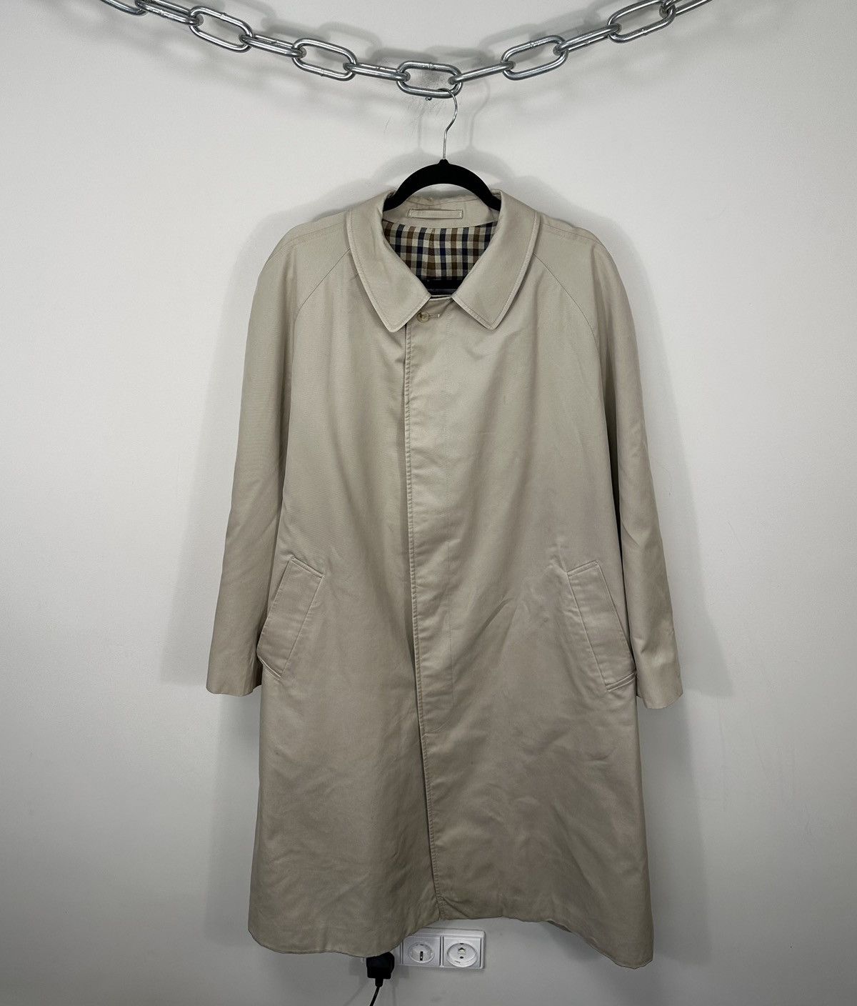 Vintage Aquascutum London Beige Luxury Long Trench Coat