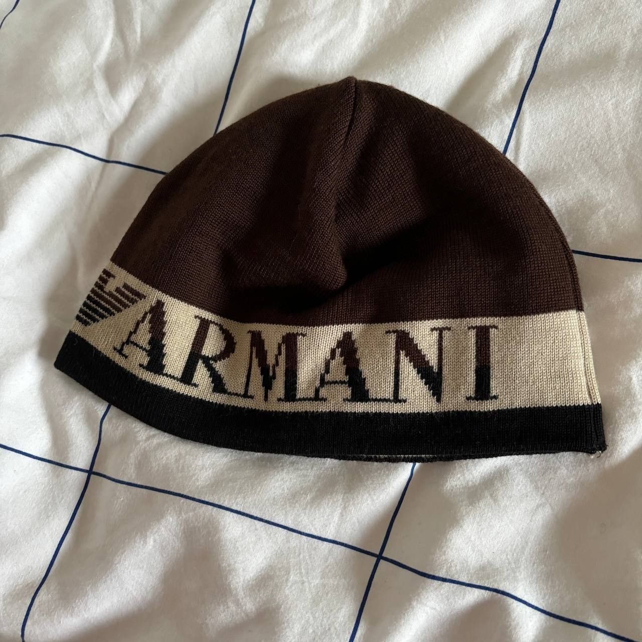 Armani × Giorgio Armani 🔥 VTG ARCHIVE ARMANI JEANS LOGO MONOGRAM BEANIE HAT Size ONE SIZE - 1 Thumbnail