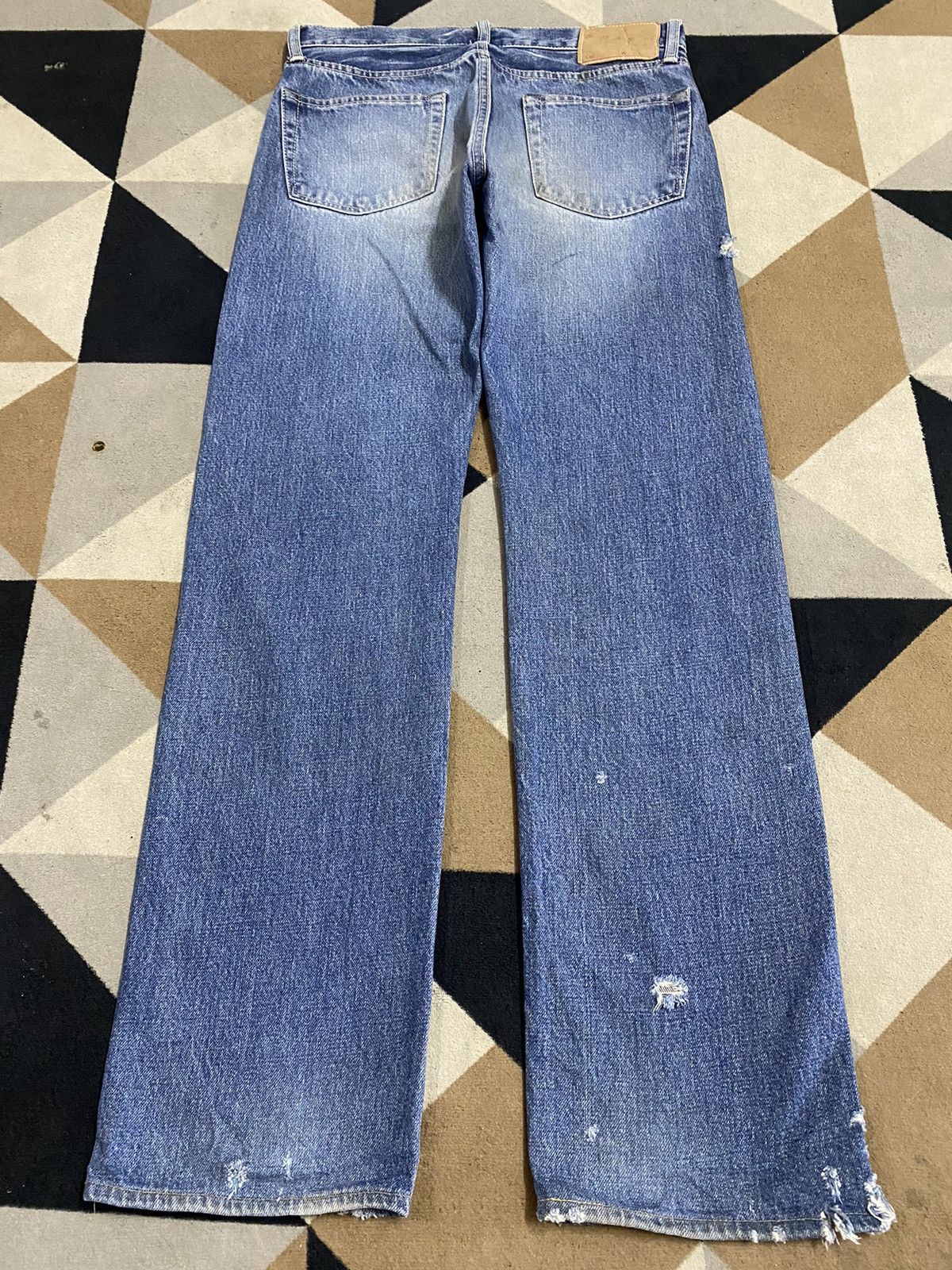Japanese Brand Distressed - faded blue jeans with a worn look jeans Size US 30 / EU 46 - 2 Thumbnail