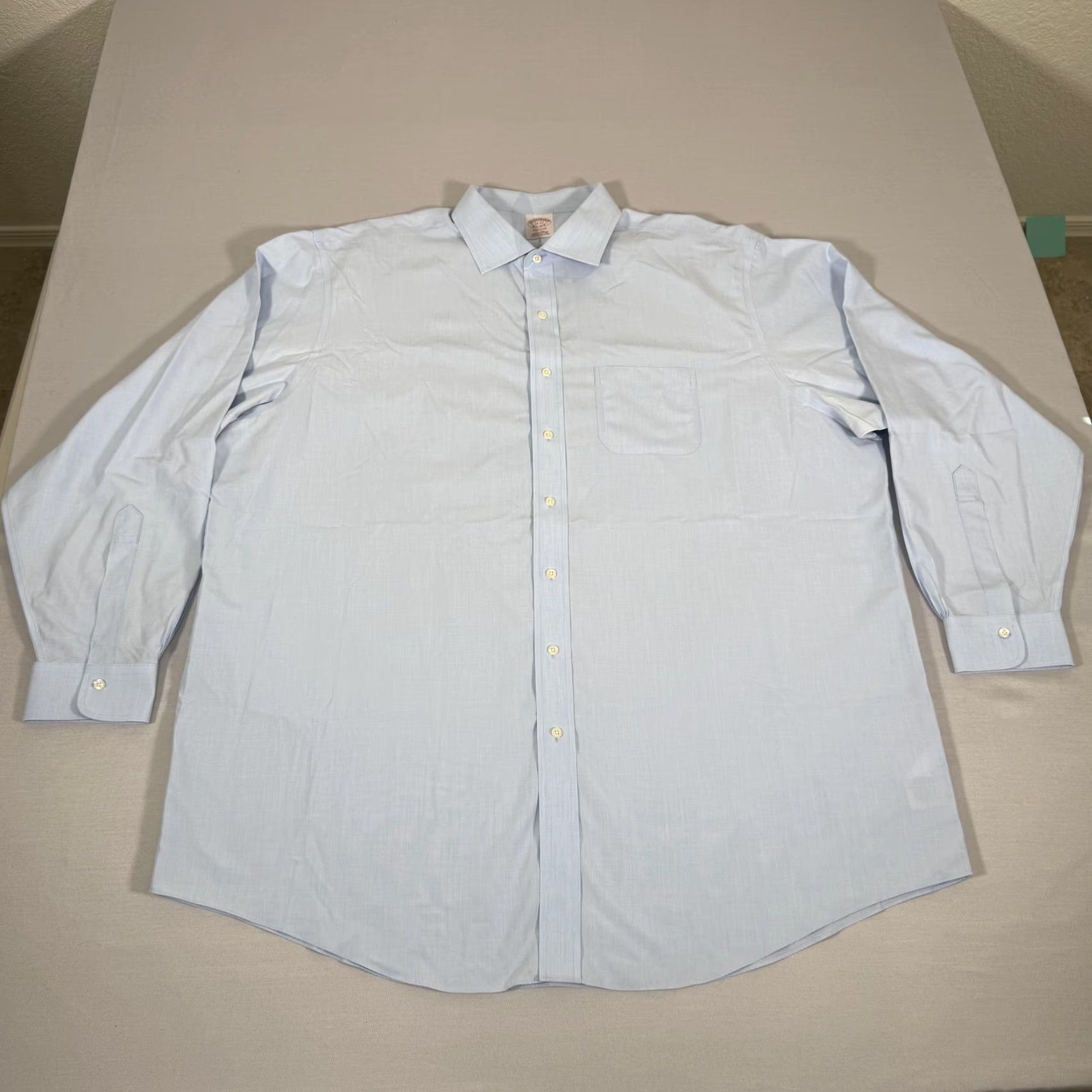Brooks Brothers VINTAGE Brooks Brothers Dress Shirt Men 2XL Long Sleeve Blue Cotton Non-Iron Business Formal Size 48R - 2 Thumbnail