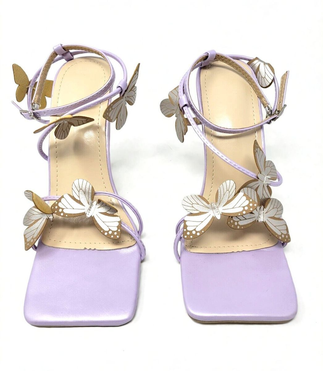 Other Butterfly Stiletto Sandals Size 9 Clear Acrylic Heel Strappy Size US 9 / IT 39 - 6 Thumbnail