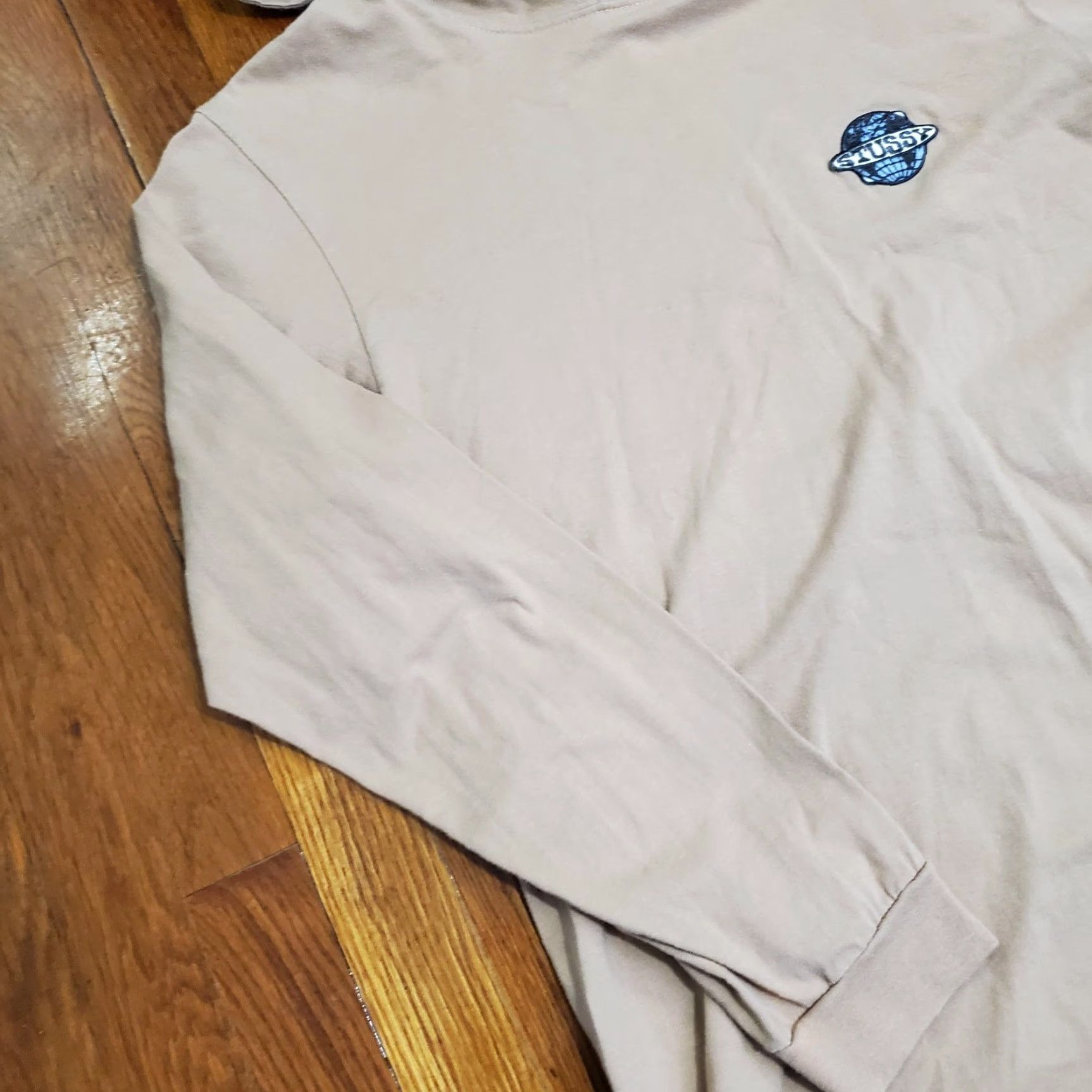 Logo 7 VINTAGE Stussy Hoodie Mens M Beige Lightweight Pullover Long Sleeve Logo Shirt Size US M / EU 48-50 / 2 - 2 Thumbnail