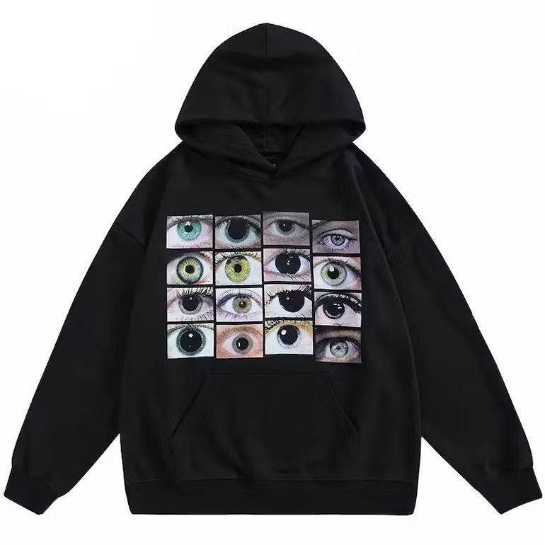Japanese Brand × Vintage Drug Eyes Black Hoodie Sweatshirt Pullover Jersey Jumper Size US XL / EU 56 / 4 - 1 Thumbnail