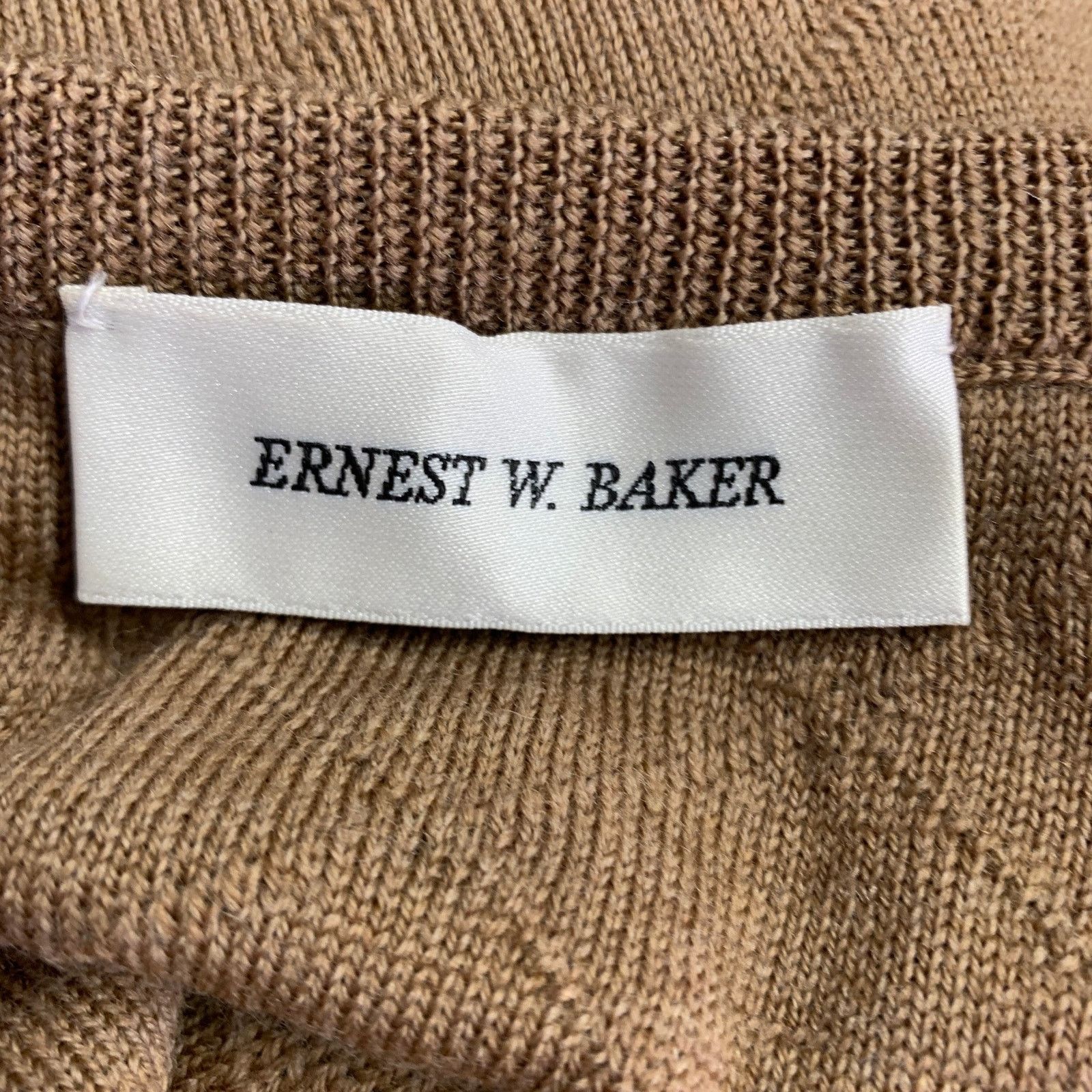 Ernest W. Baker ERNEST W. BAKER S Brown Tan Knit Merino Wool Scoop Neck Vest Size US S / EU 44-46 / 1 - 4 Thumbnail