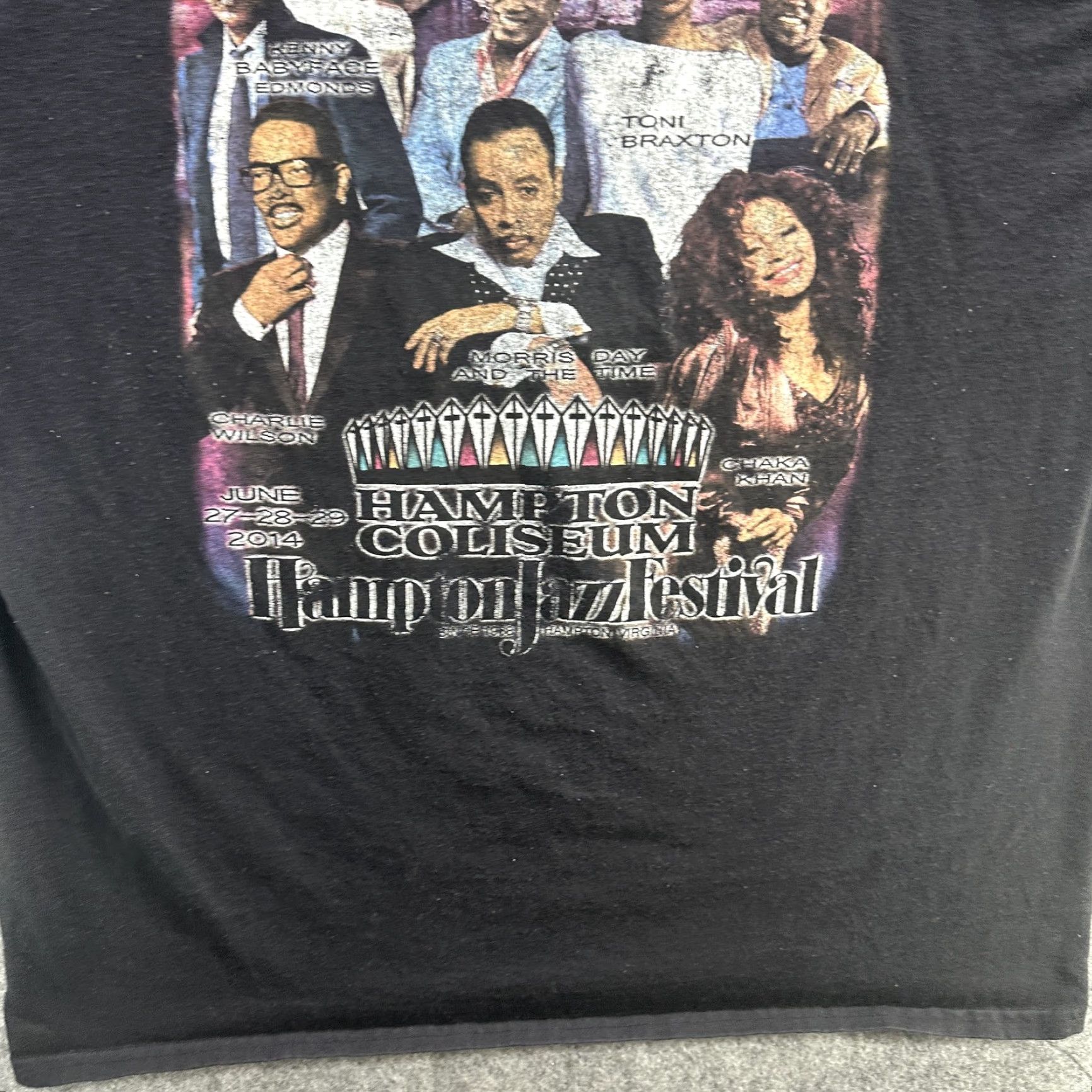 Hanes VINTAGE Hampton Jazz Festival 2014 T-Shirt Mens XL Black Concert Tee Graphic Print Music Festival 90s 2010s Size US XL / EU 56 / 4 - 5 Thumbnail