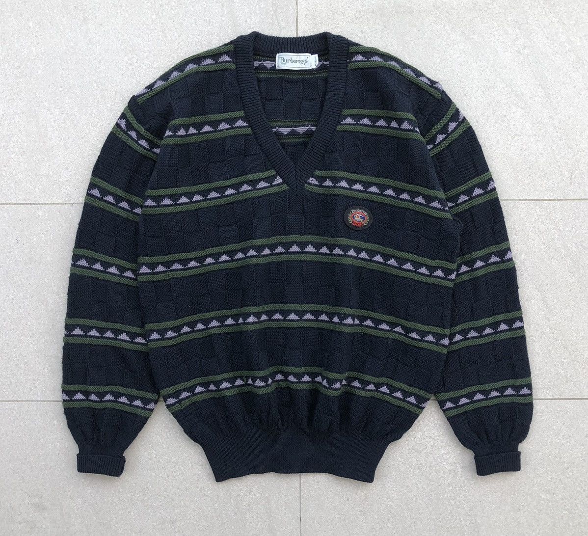 Burberry Vintage Burberrys Sport Wool Knitted Logo Patch Sweatshirts Size US M / EU 48-50 / 2 - 1 Thumbnail